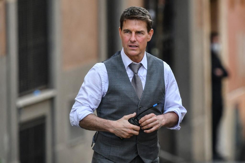 US actor Tom Cruise pictured during the filming of 'Mission Impossible: Lybra' in Rome, Oct 6, 2020. Photo: AFP