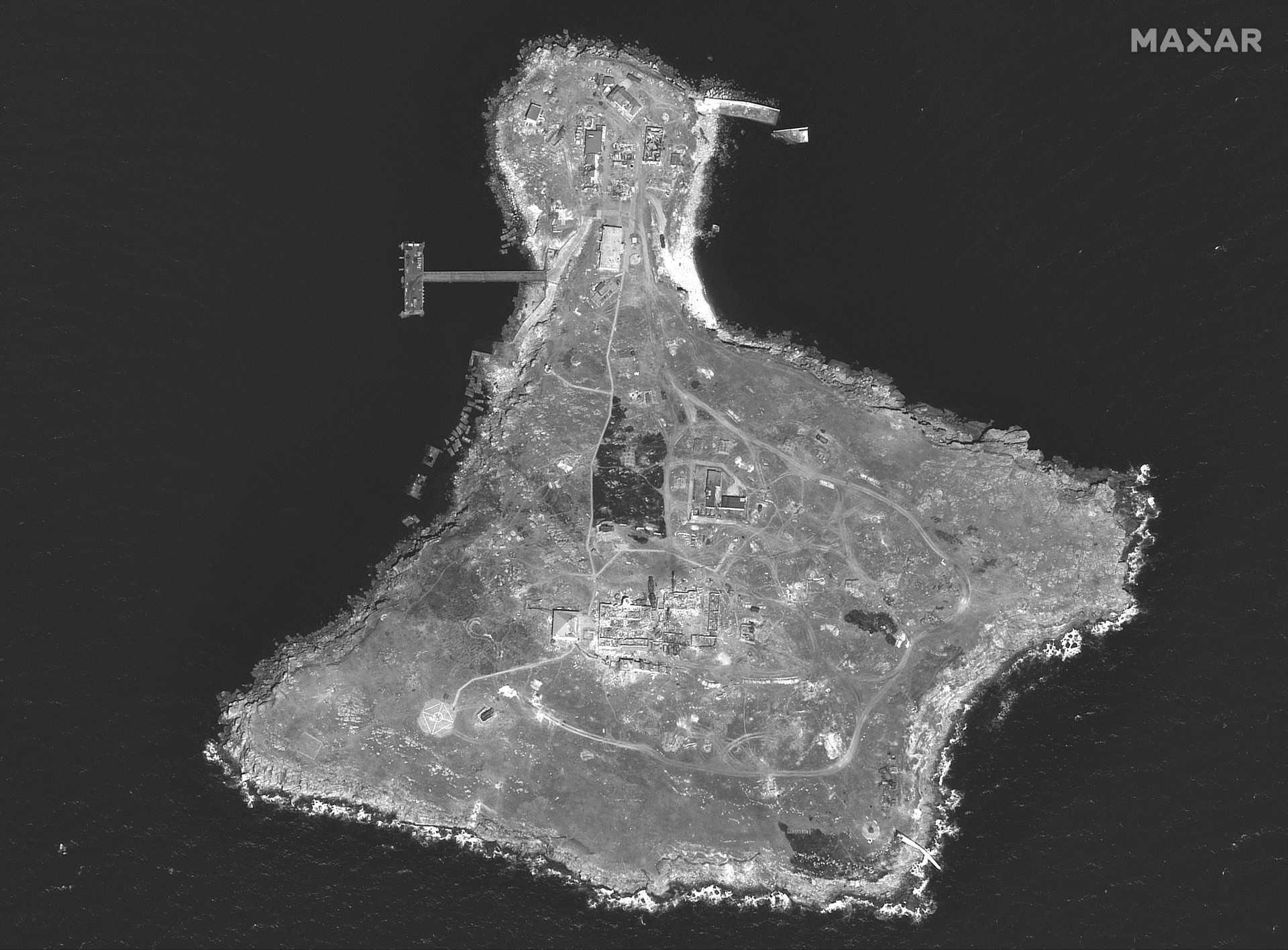 This handout image courtesy of Maxar Technologies released on June 21, shows an overview of Snake Island, Ukraine. Photo: AFP