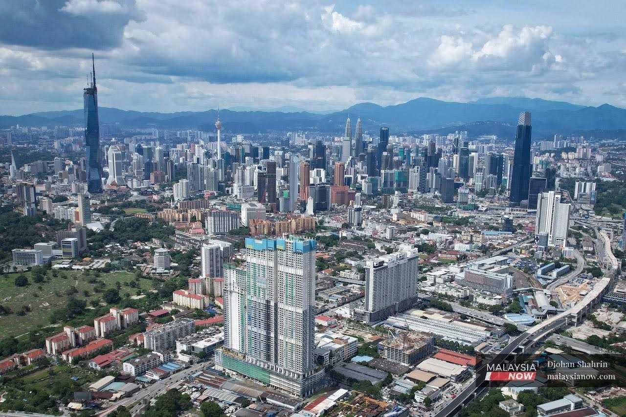 An aerial view of the capital city of Kuala Lumpur. 
