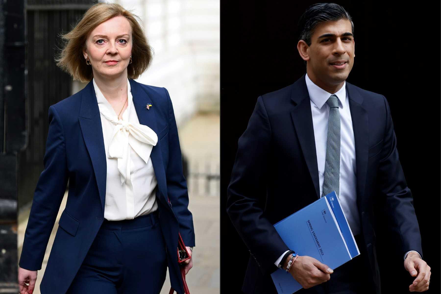 This combination of pictures created on July 12 shows Britain's Foreign Secretary Liz Truss (left) and Britain's Chancellor of the Exchequer Rishi Sunak. Photo: AFP
