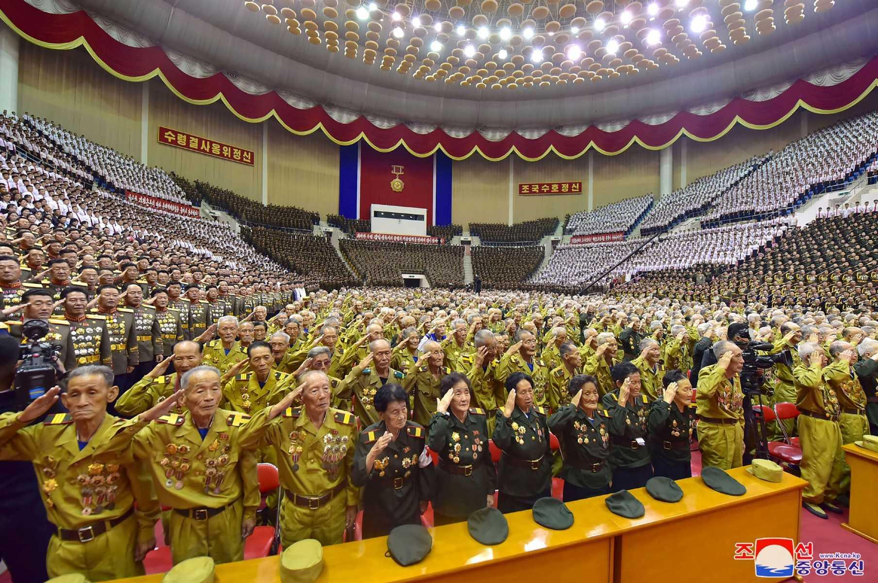 This picture taken on July 26, and released from North Korea's official Korean Central News Agency on July 27 shows the 8th National Conference of War Veterans in Pongyang. Photo: AFP 