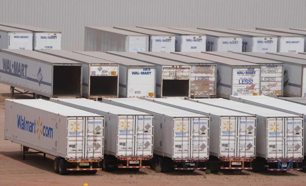 Trailers are mothballed at a Walmart distribution centre on May 19, in St George, Utah. Photo: AFP 