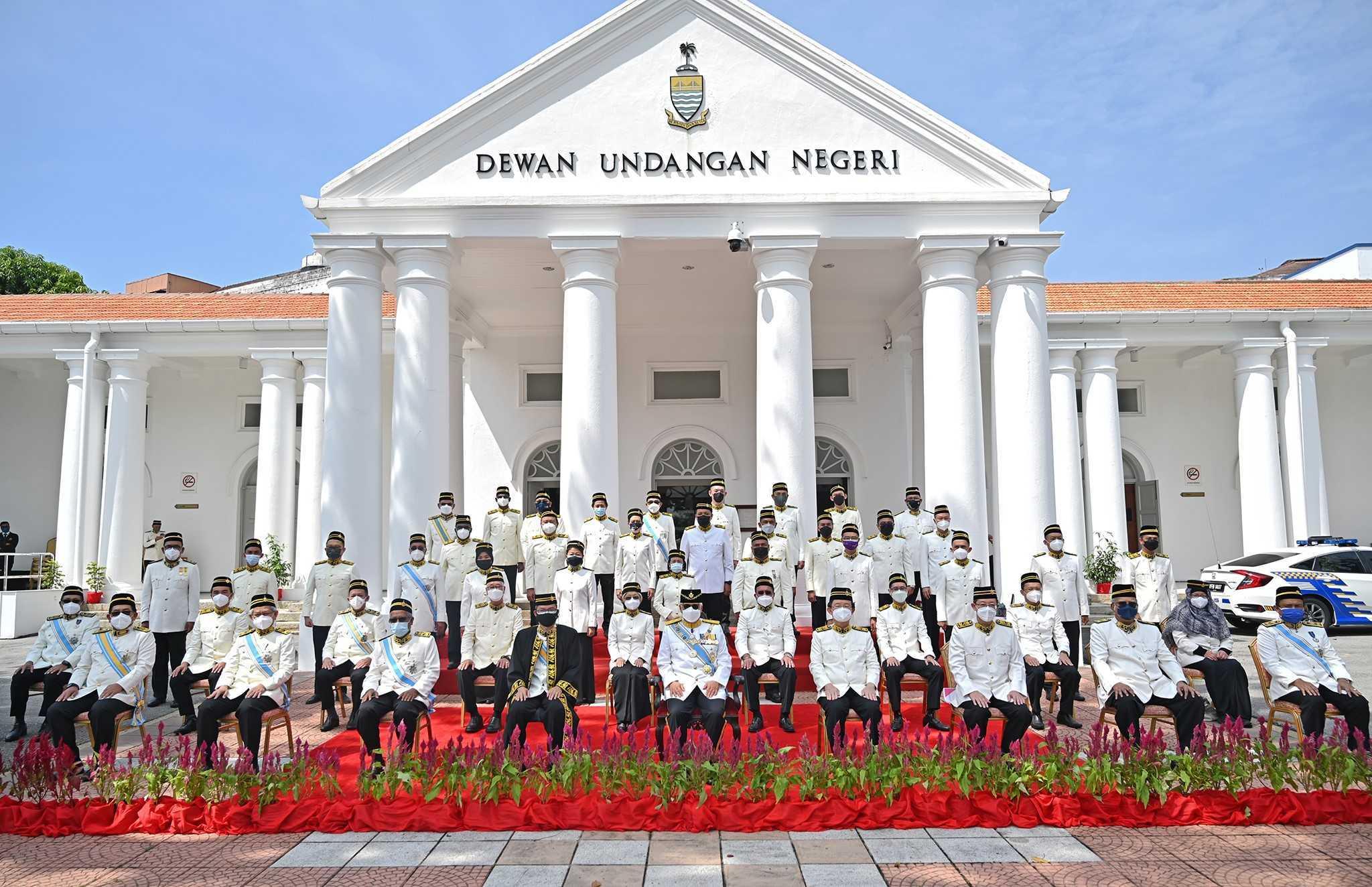 State assemblymen pose for a group picture with the speaker in front of the Penang legislative assembly building. Photo: Facebook
