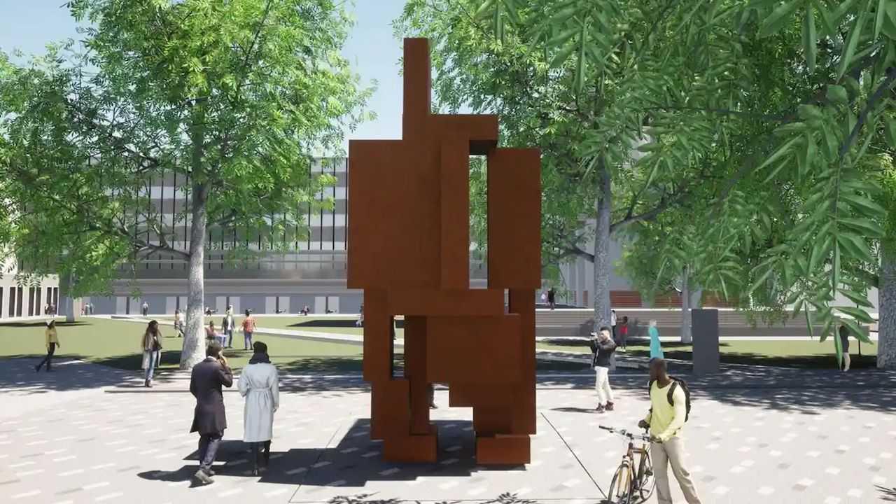 An artist's depiction of the 'Alert' sculpture by artist Antony Gormley on the grounds of Imperial College London. Photo: Imperial College London

