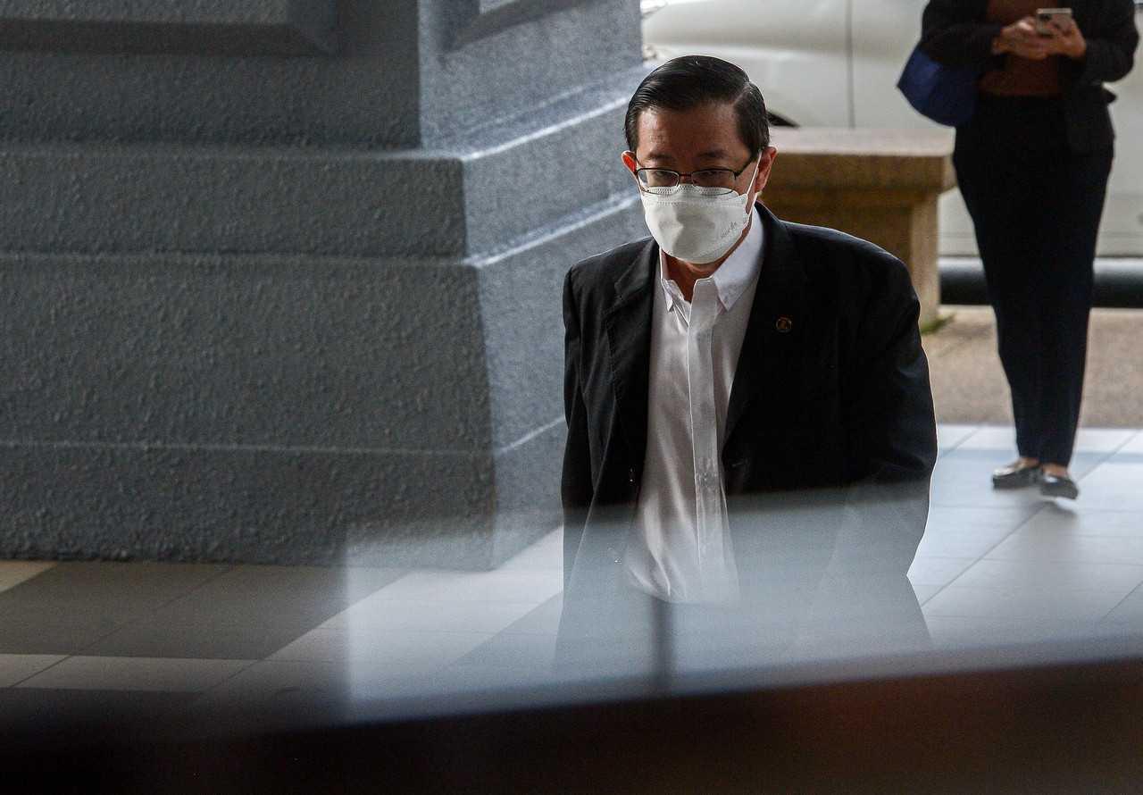 Former Penang chief minister Lim Guan Eng at the Kuala Lumpur court complex today. Photo: Bernama