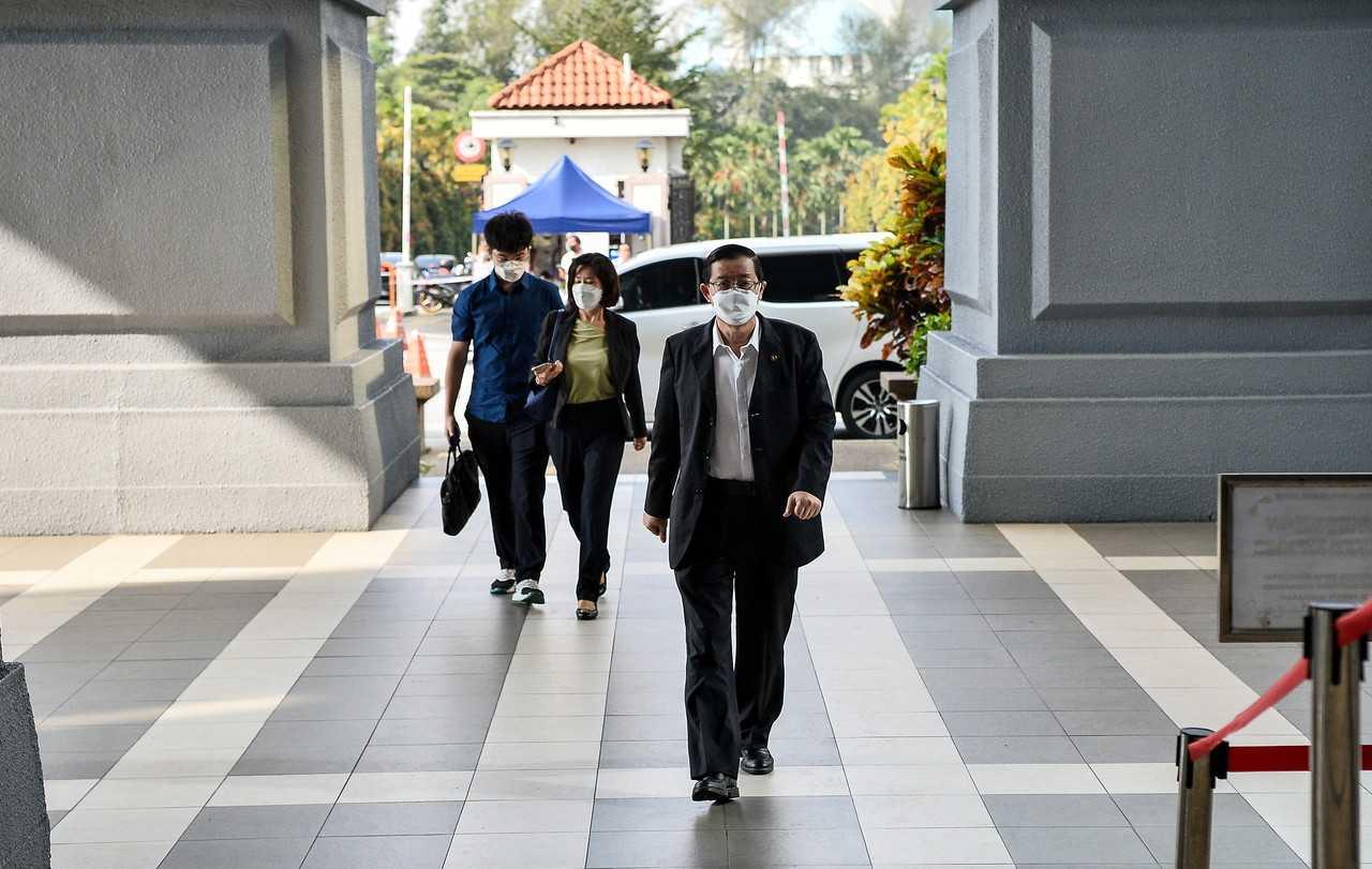 Former Penang chief minister Lim Guan Eng arrives at the Kuala Lumpur court complex today. Photo: Bernama
