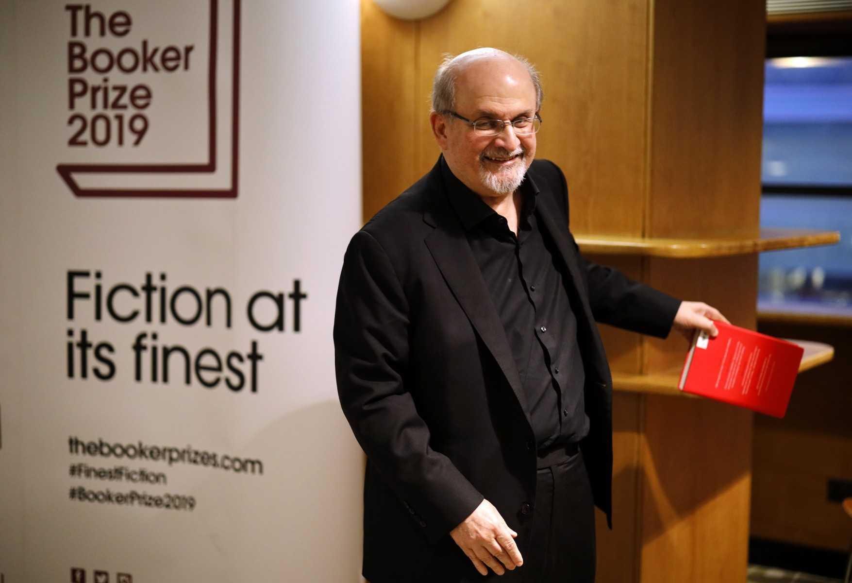 Author Salman Rushdie smiles as he attends a photocall with his book 'Quichotte' for the authors shortlisted for the 2019 Booker Prize for Fiction at Southbank Centre in London on Oct 13, 2019. Photo: AFP