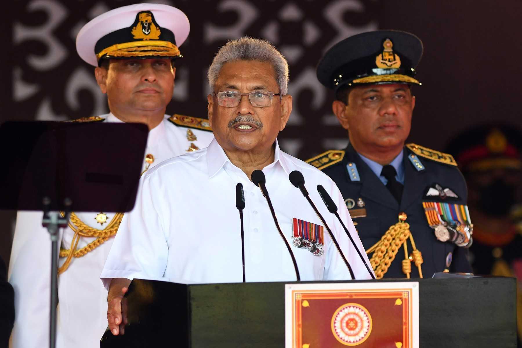 Former Sri Lanka president Gotabaya Rajapaksa (centre). Photo: AFP
