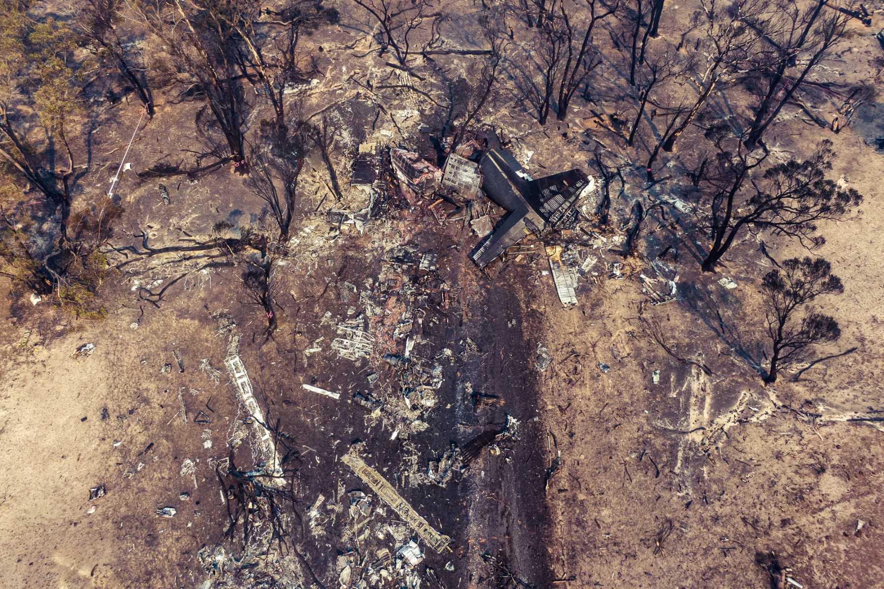 A handout photo taken and release by Police New South Wales Government Australia on Jan 25, 2020 shows the crash site of the C-130 Hercules plane from the New South Wales Rural Fire Service Snowy Mountains, in Australia's New South Wales state. Photo: AFP 