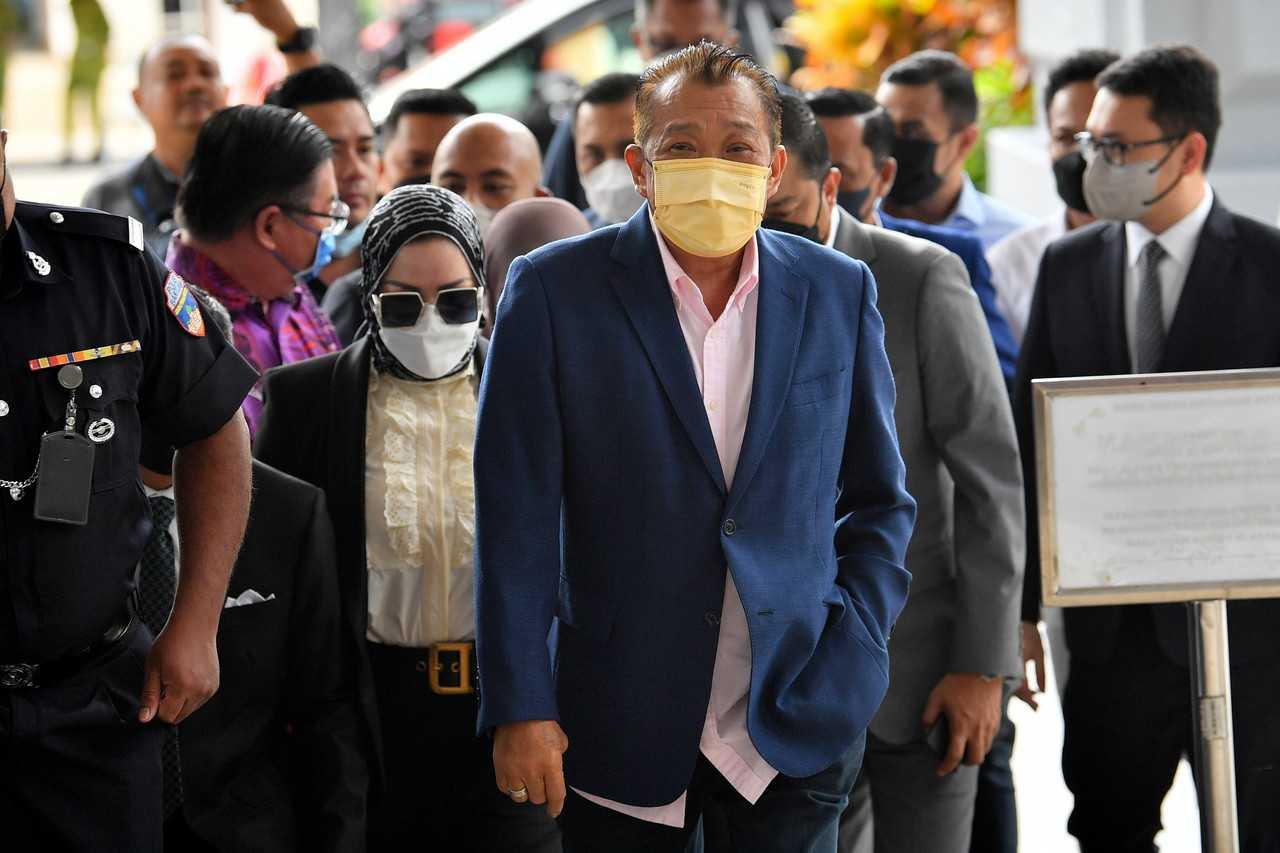 Kinabatangan MP Bung Moktar Radin and his wife Zizie Izette Abdul Samad arrive at the Kuala Lumpur court complex today. Photo: Bernama