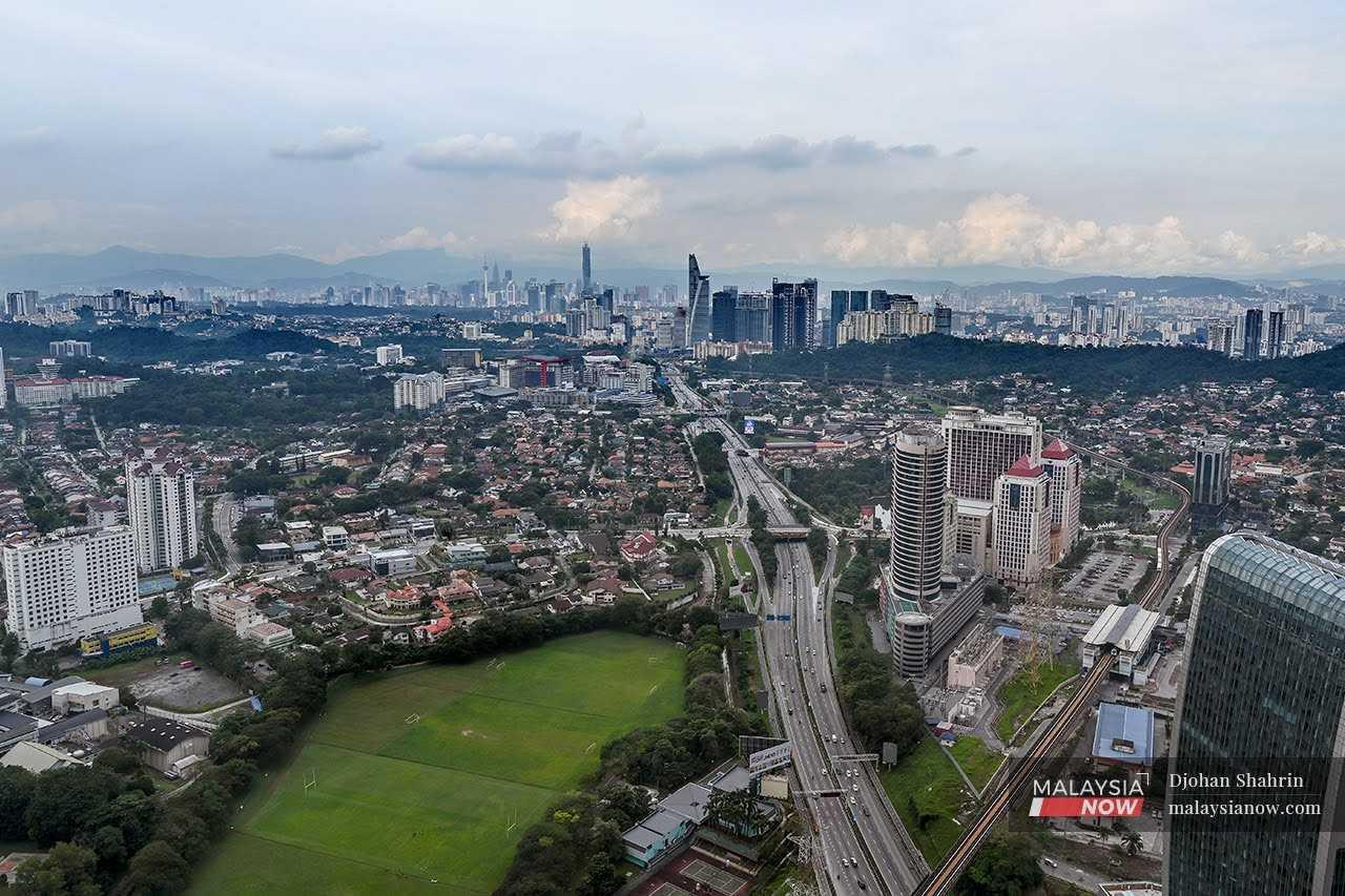 An aerial view of Petaling Jaya and Kuala Lumpur.