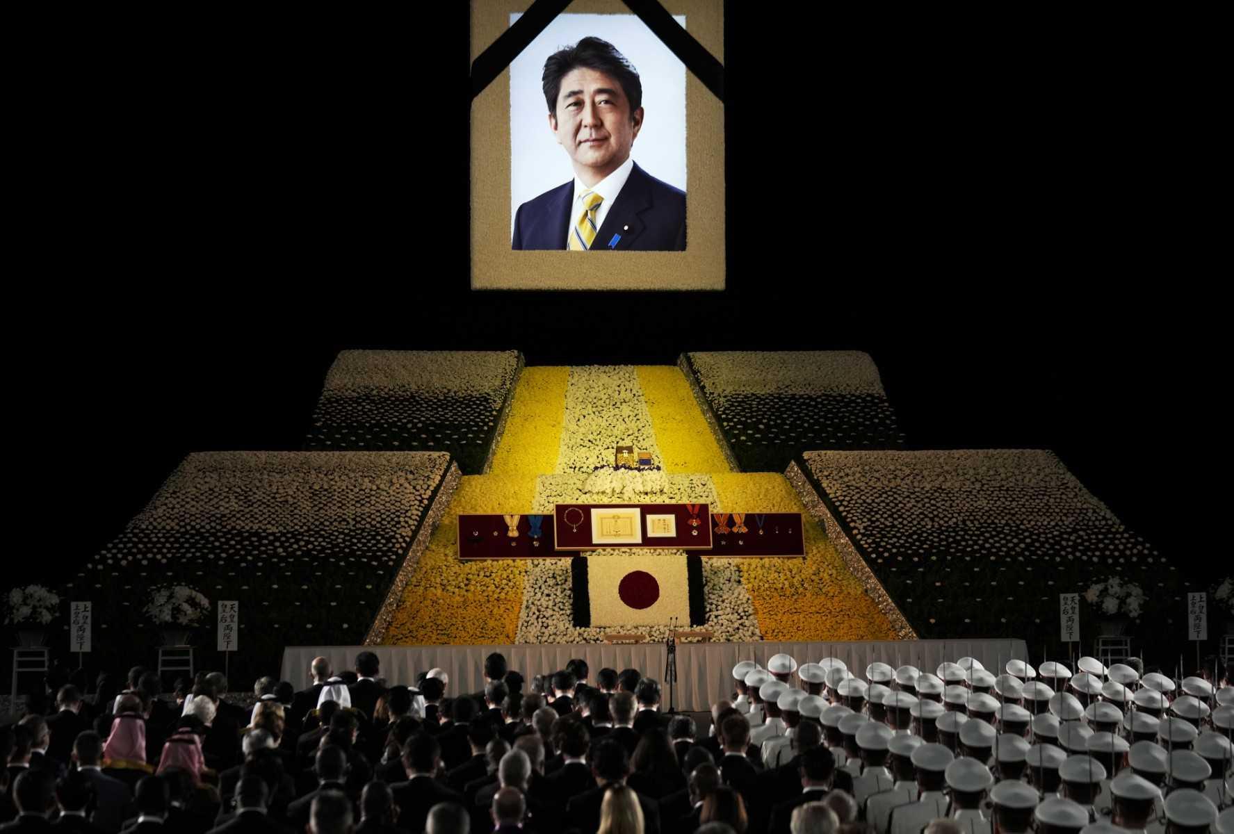 A general view shows the state funeral for Japan's former prime minister Shinzo Abe in the Nippon Budokan in Tokyo on Sept 27. Photo: AFP
