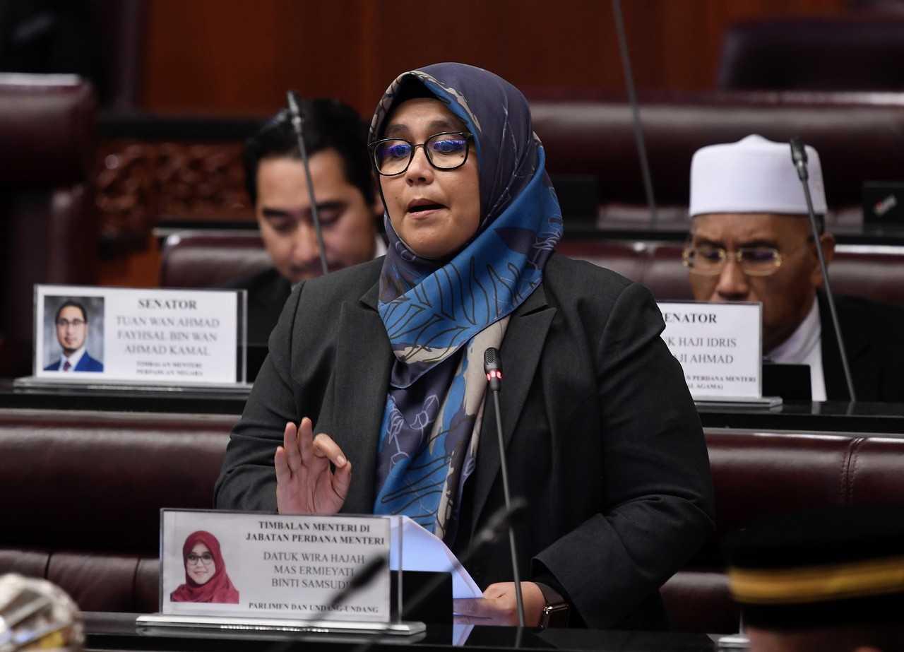 Deputy Minister in the Prime Minister’s Department (Parliament and Law) Mas Ermieyati Samsudin. Photo: Bernama
