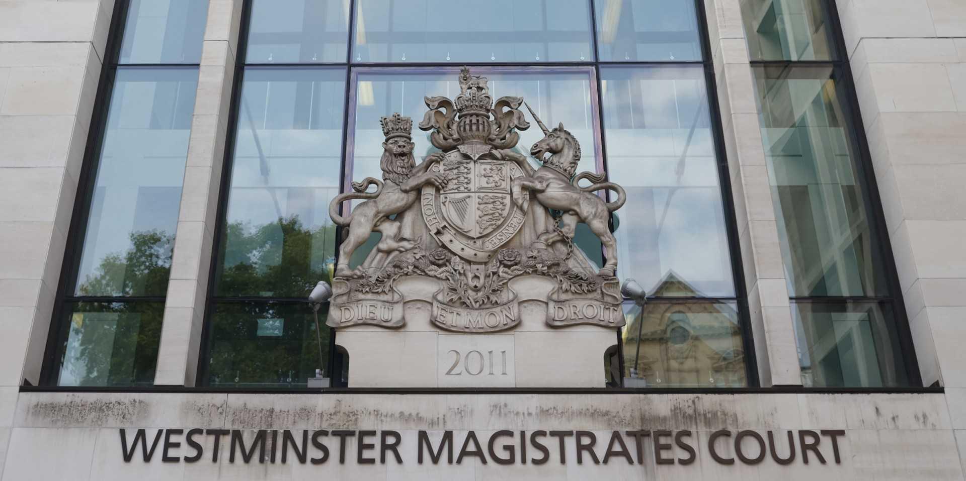 A photograph taken on Aug 17, shows the entrance of the Westminster Magistrates' Court, in London, prior to the start of the hearing of Jaswant Singh Chail, following his arrest while armed with a crossbow at Windsor Castle as Queen Elizabeth II spent Christmas Day there. Photo: AFP 