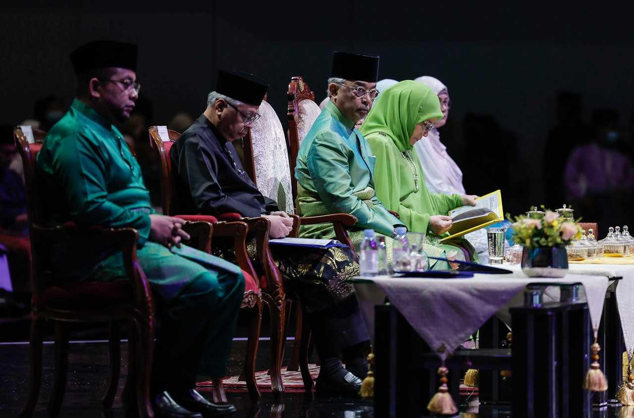 Yang di-Pertuan Agong Sultan Abdullah Sultan Ahmad Shah menhadiri majlis Maulidur Rasul di Pusat Dagangan Dunia, Kuala Lumpur hari ini. Gambar: Bernama