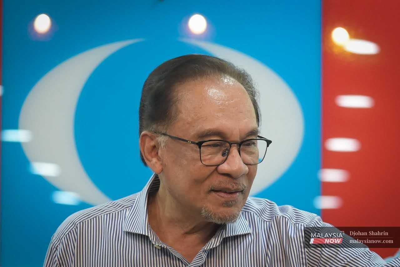 PKR president Anwar Ibrahim at a recent press conference at the party headquarters in Petaling Jaya.