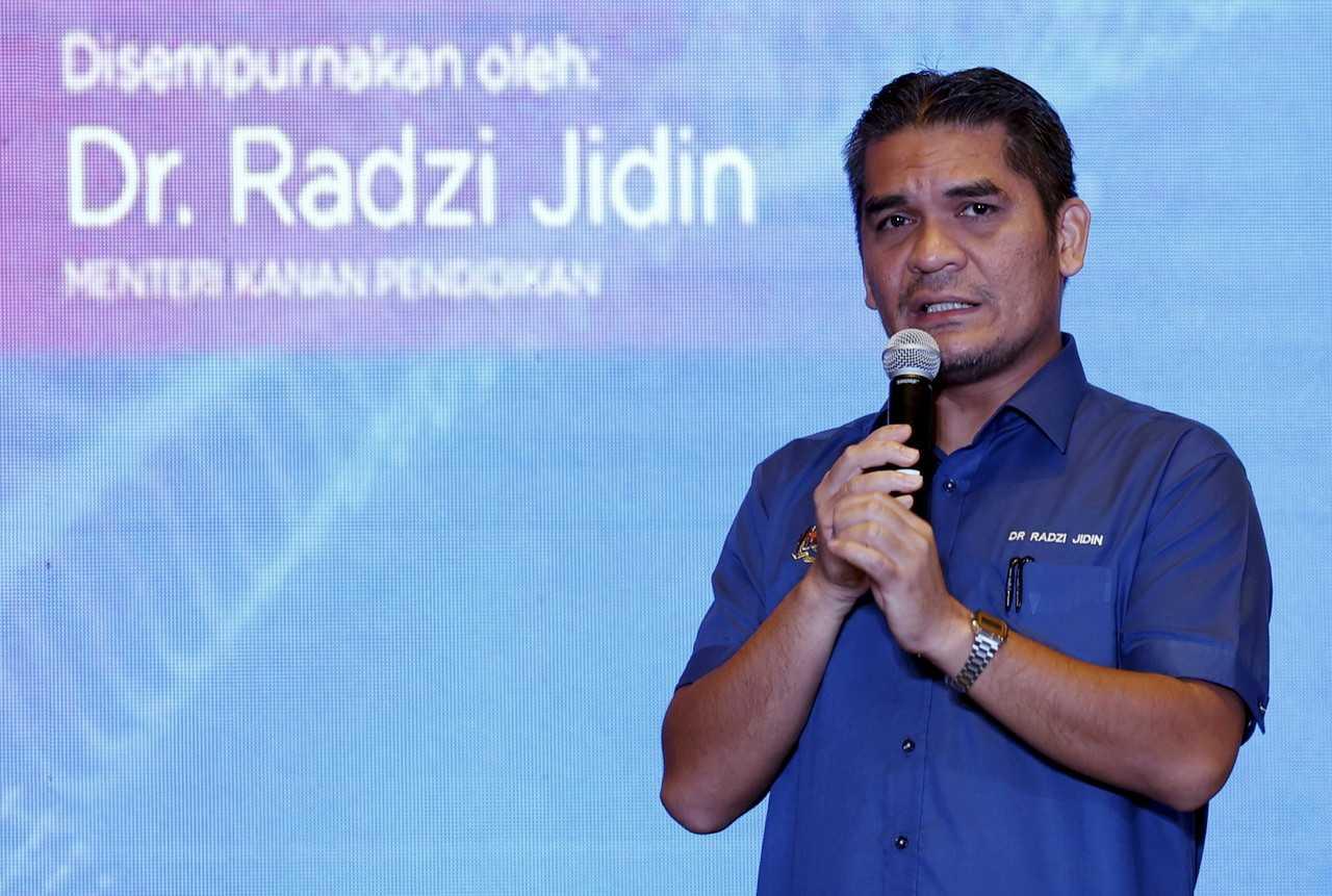 Education Minister Radzi Jidin speaks at an event in Shah Alam today. Photo: Bernama