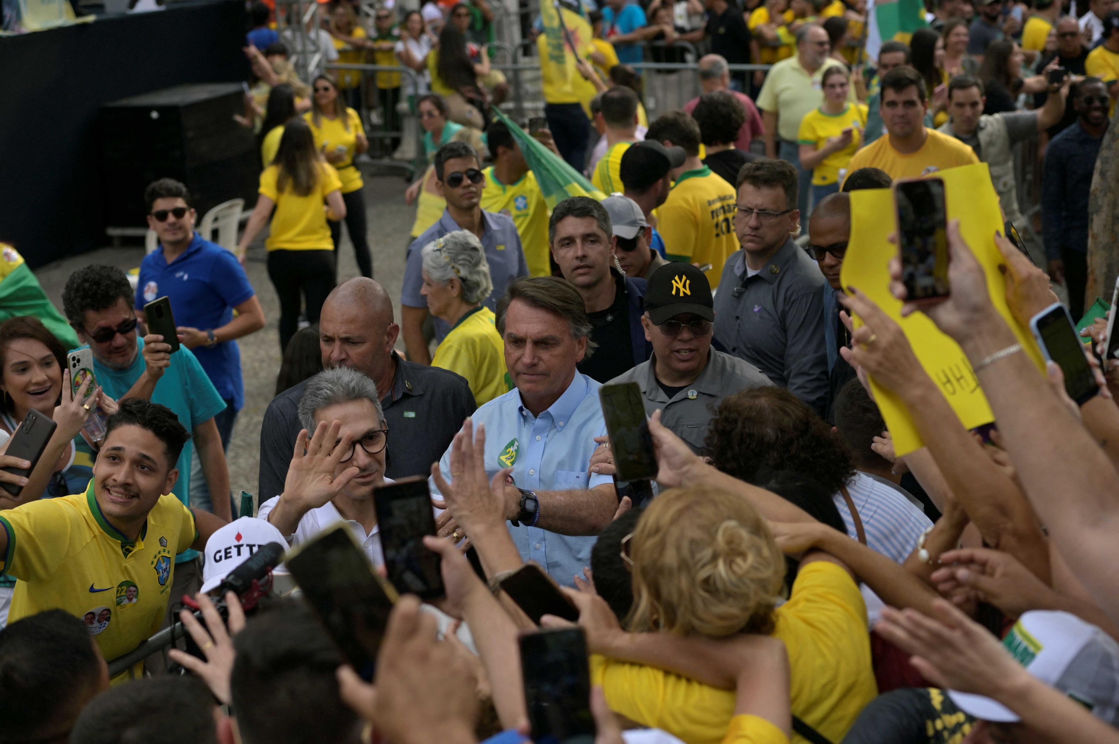Brazil's President and candidate for re-election Jair Bolsonaro attends a campaign rally in Juiz de Fora in Minas Gerais state, Brazil Oct 18. Photo: Reuters