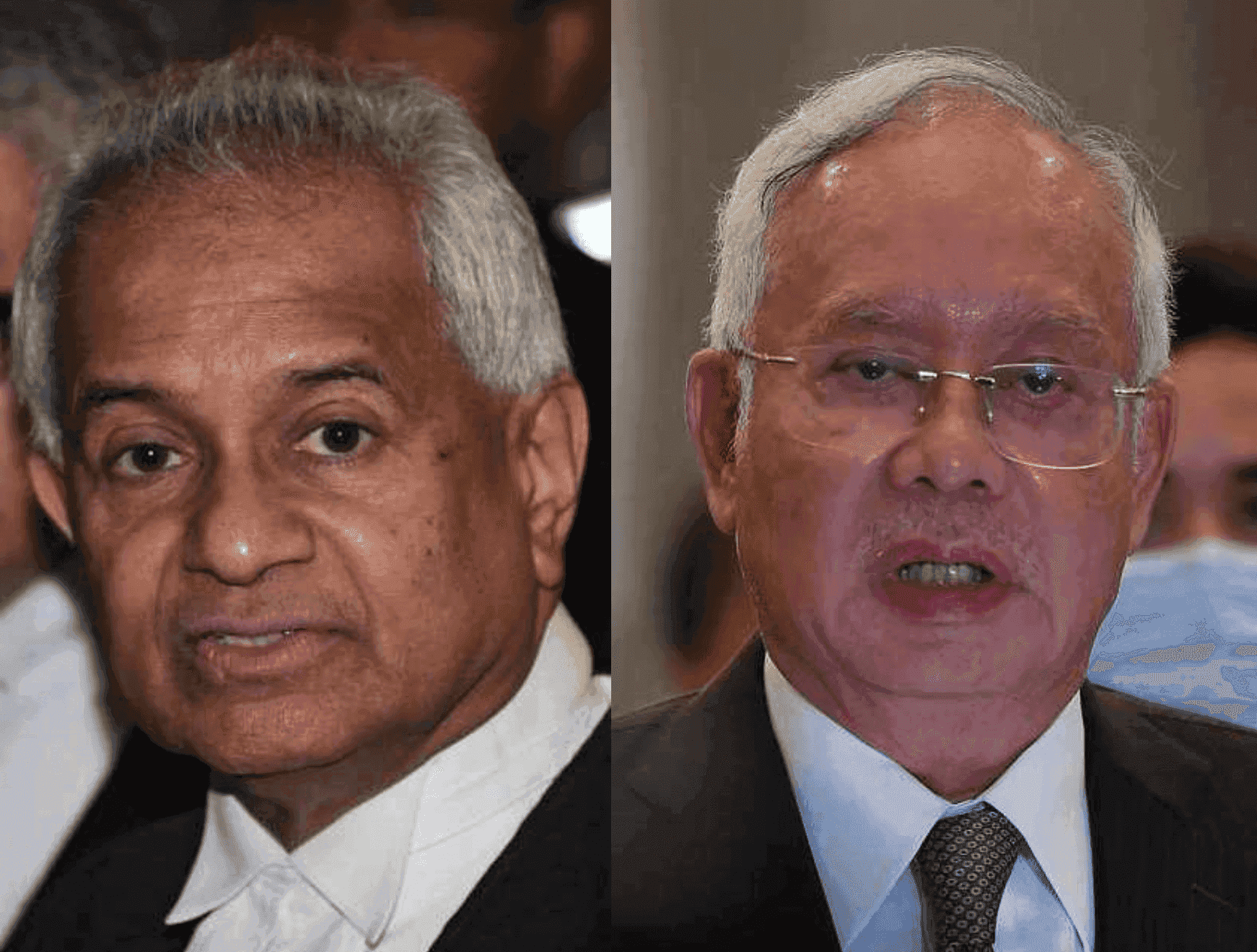 Bekas peguam negara Tommy Thomas dan bekas perdana menteri Najib Razak.