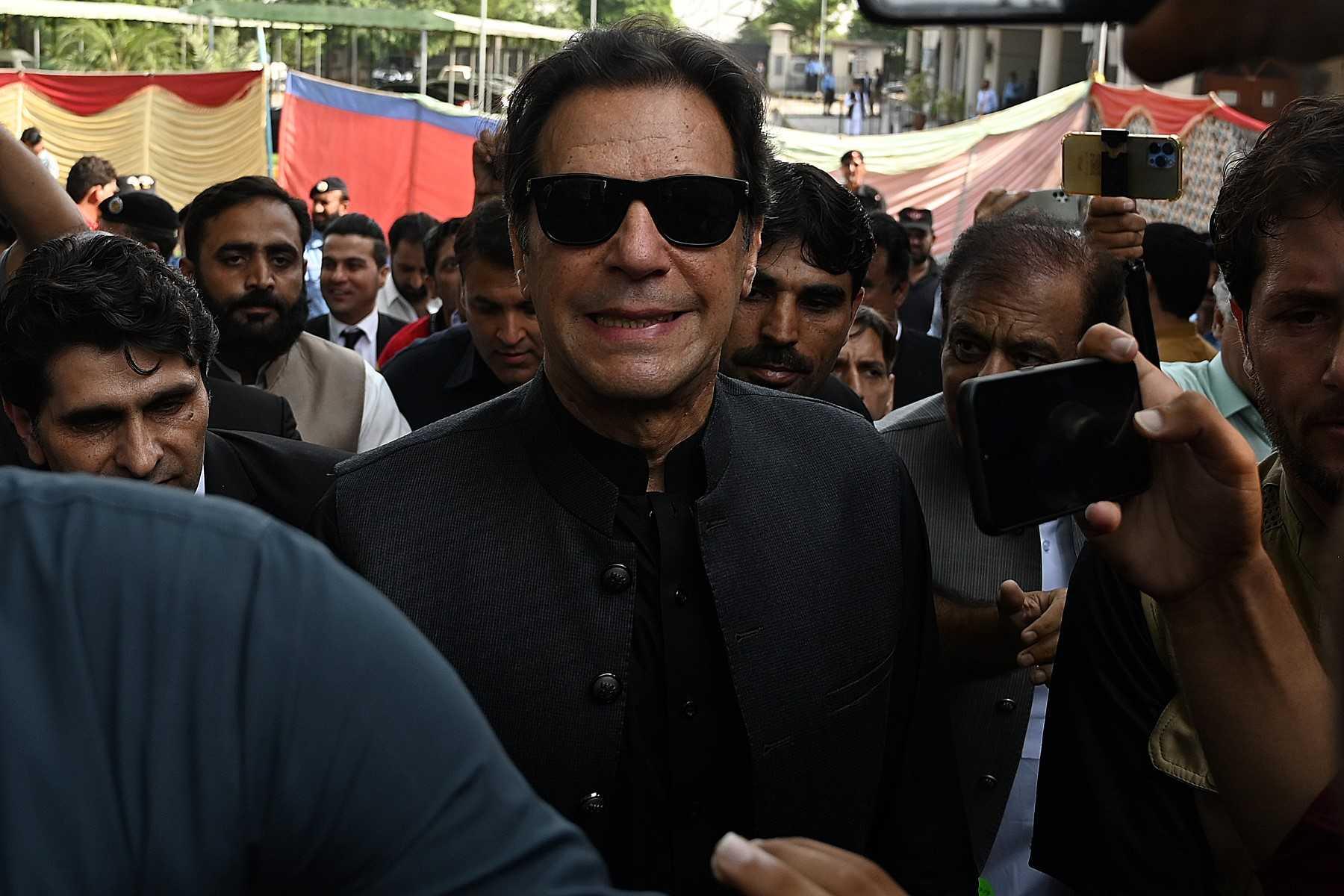 Pakistan's former prime minister Imran Khan leaves after appearing before the High Court in Islamabad on Sept 22. Photo: AFP
