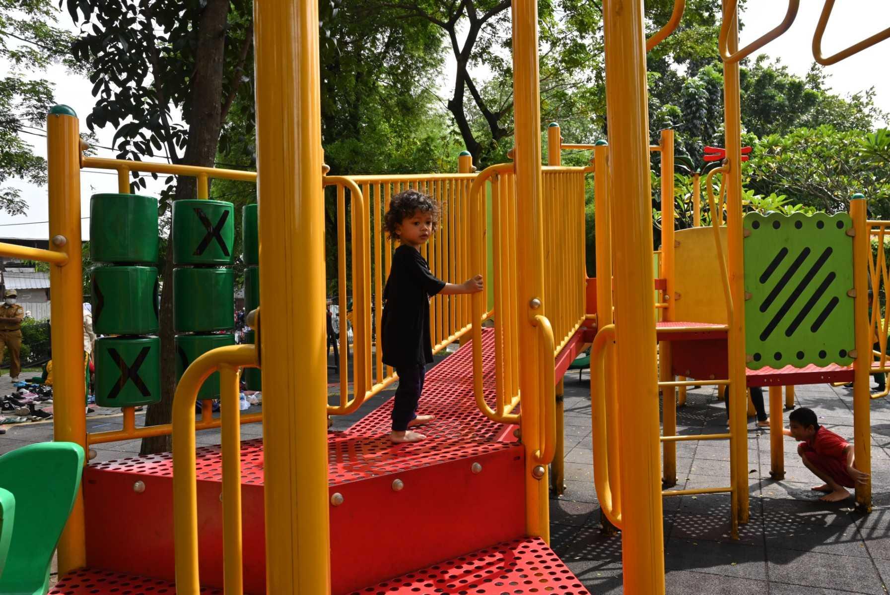 Children play at a playground in Jakarta, Indonesia, on March 29. Photo: AFP