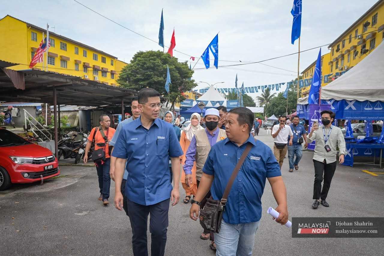 Gombak incumbent Mohamed Azmin Ali on the campaign trail in Taman Keramat Permai, Kuala Lumpur. 
