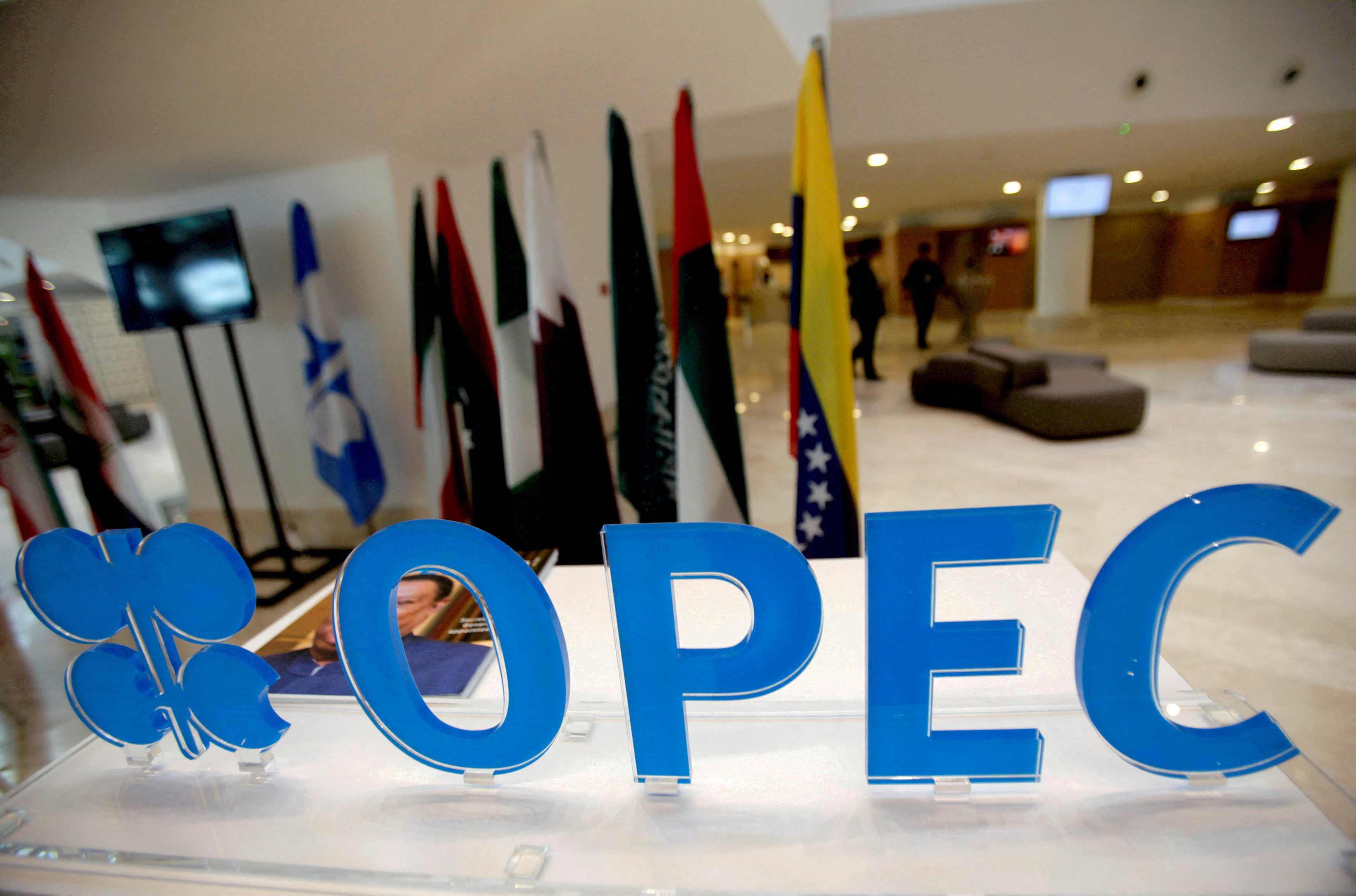 The Opec logo pictured ahead of an informal meeting between members of the Organization of the Petroleum Exporting Countries (Opec) in Algiers, Algeria, Sept 28, 2016. Photo: Reuters