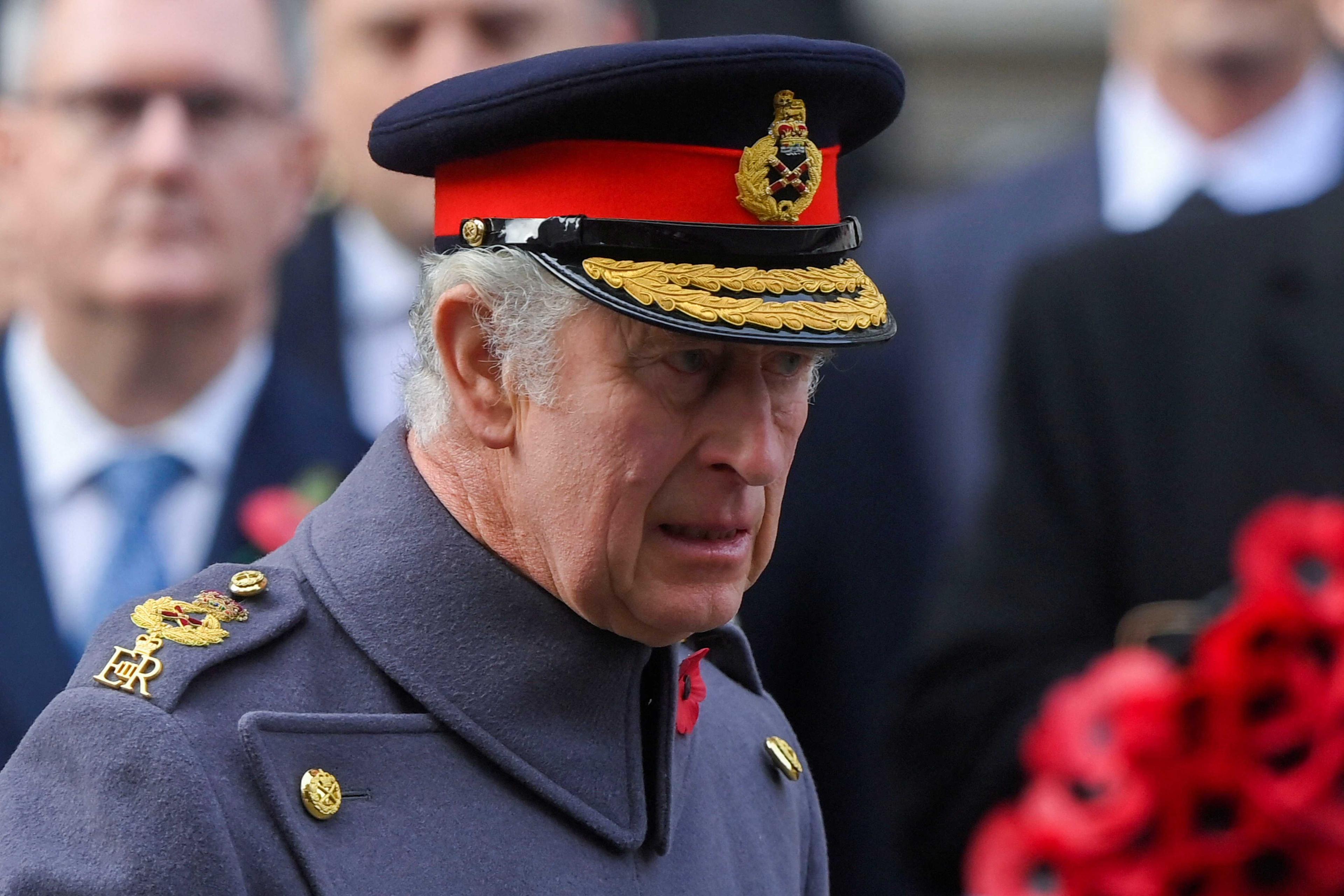 Britain's King Charles attends the Remembrance Sunday ceremony at the Cenotaph on Whitehall in London, Britain, Nov 13. Photo: Reuters