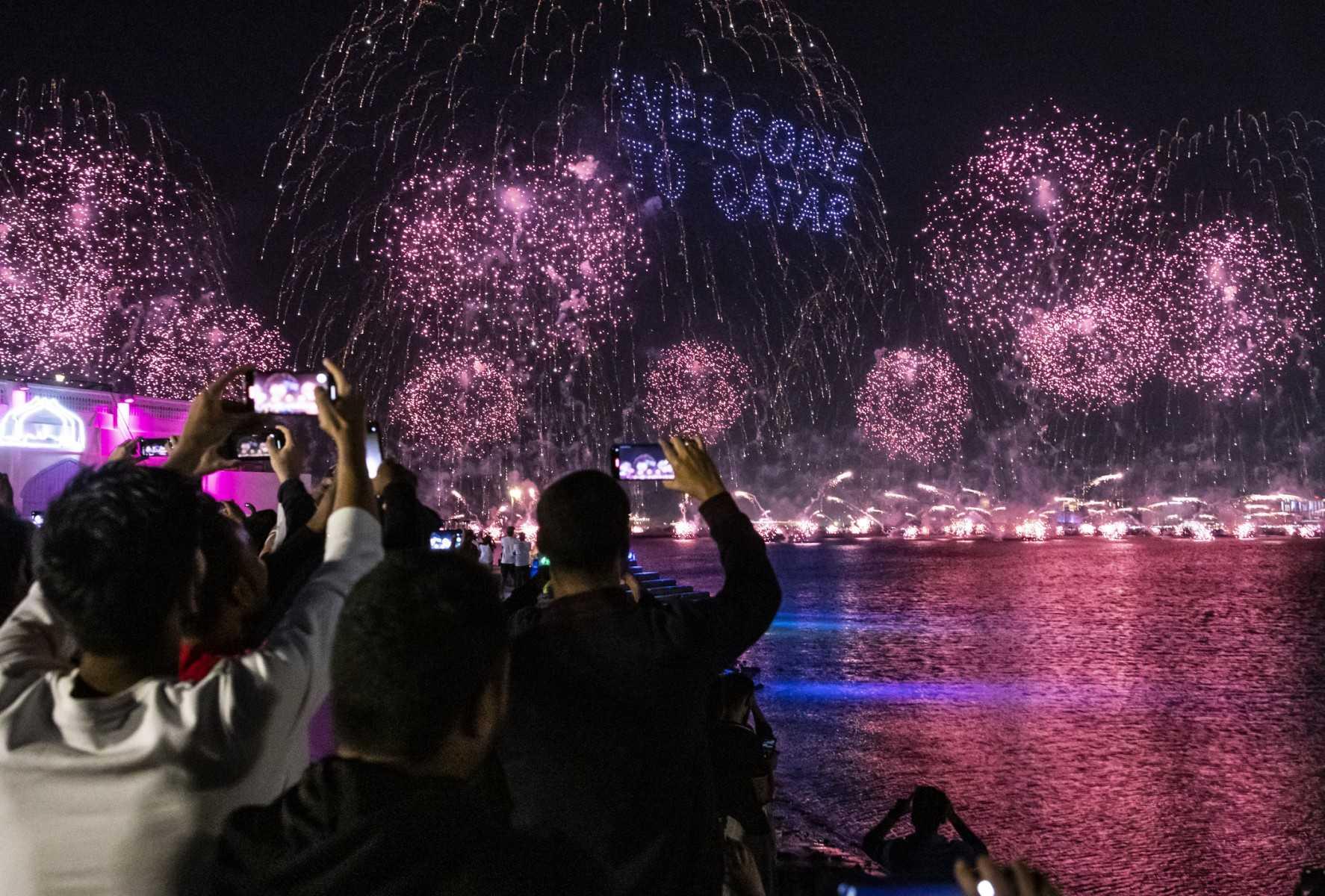 Fireworks explode in the sky in Doha on Nov 20, during the opening day of the Qatar 2022 World Cup football tournament. Photo: AFP