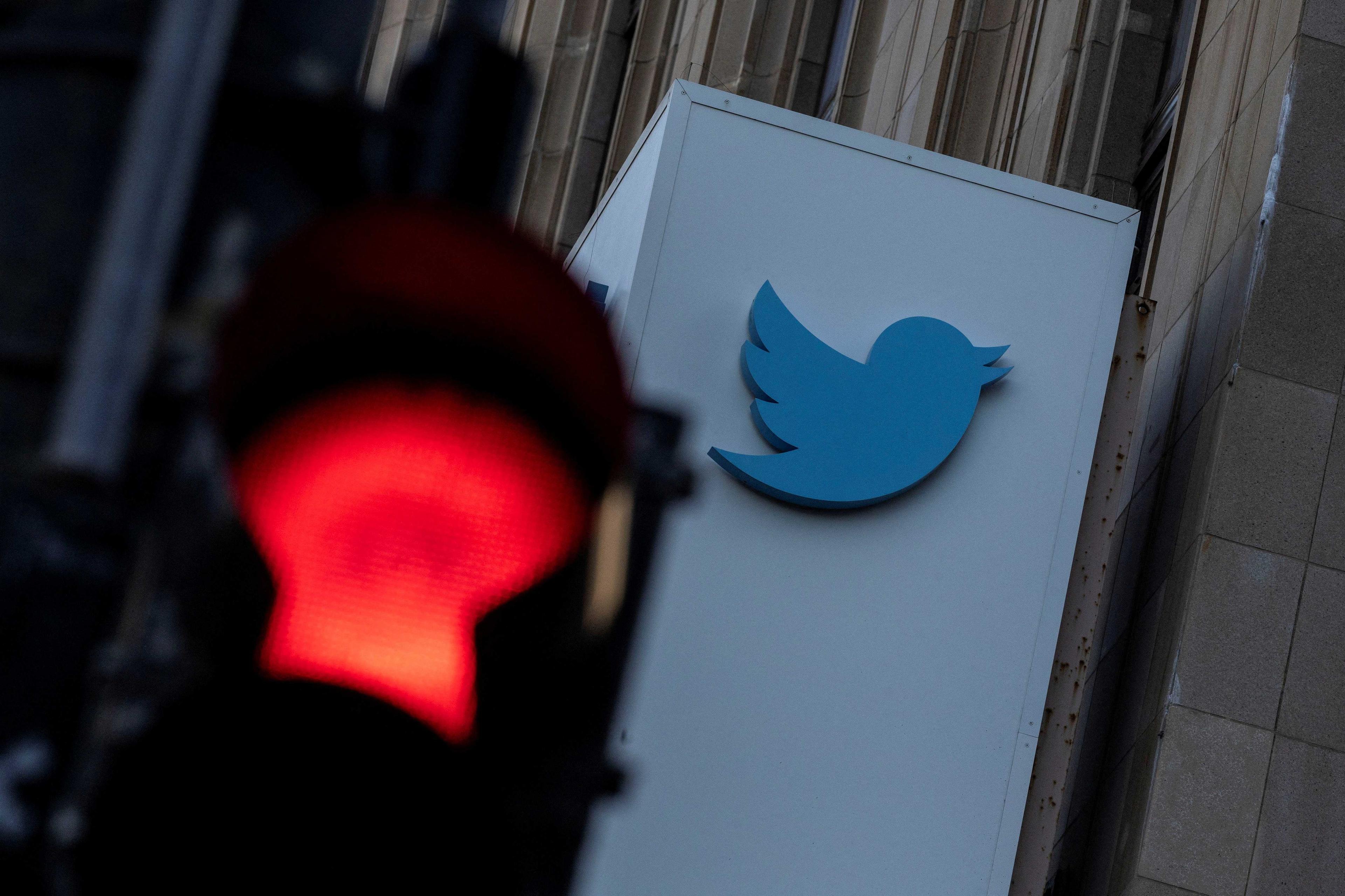 A view of the Twitter logo at its corporate headquarters in San Francisco, California, US Nov 18. Photo: Reuters