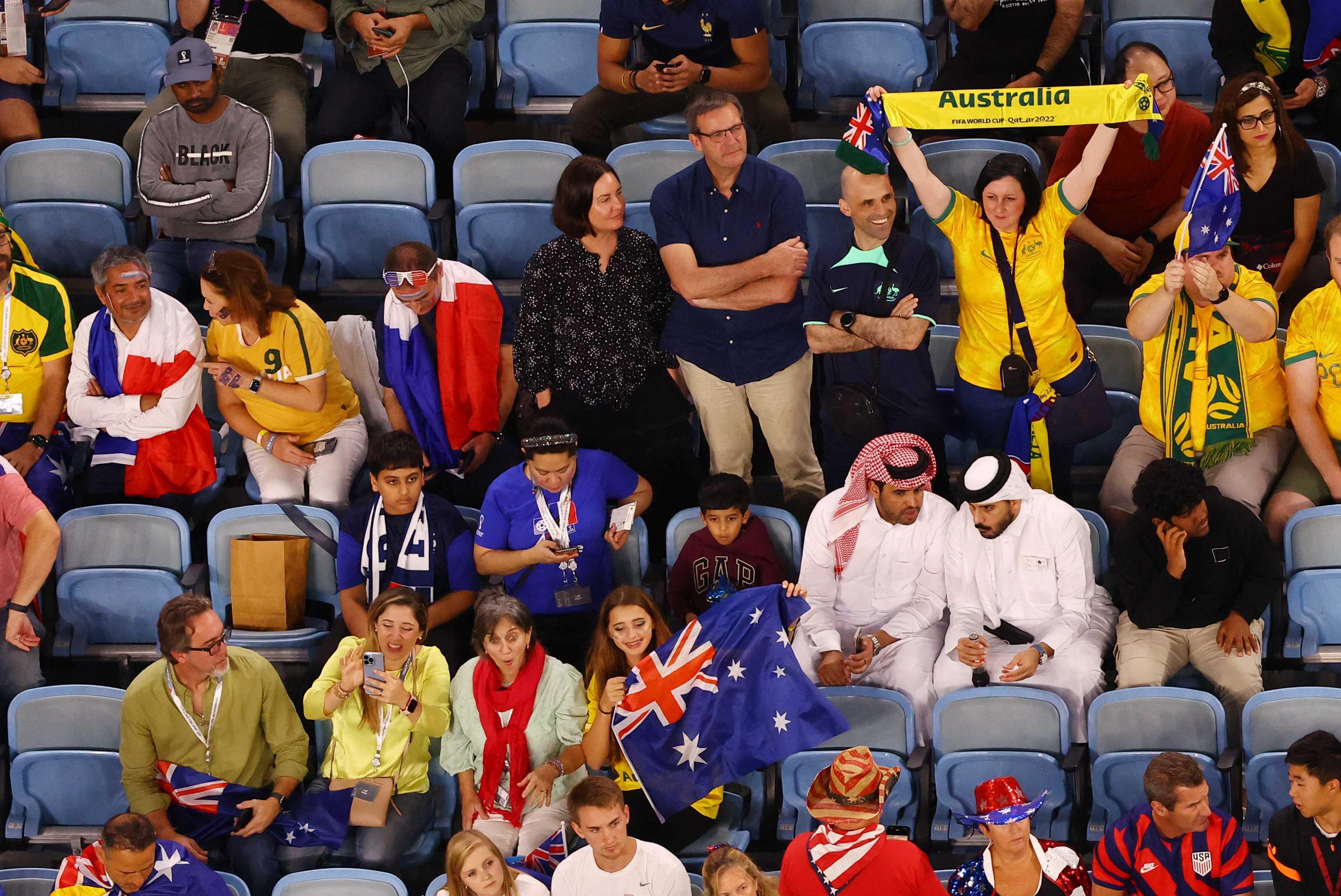 Fans sit inside the stadium before the match in Al Janoub Stadium, Al Wakrah, Qatar, Nov 22. Photo: Reuters