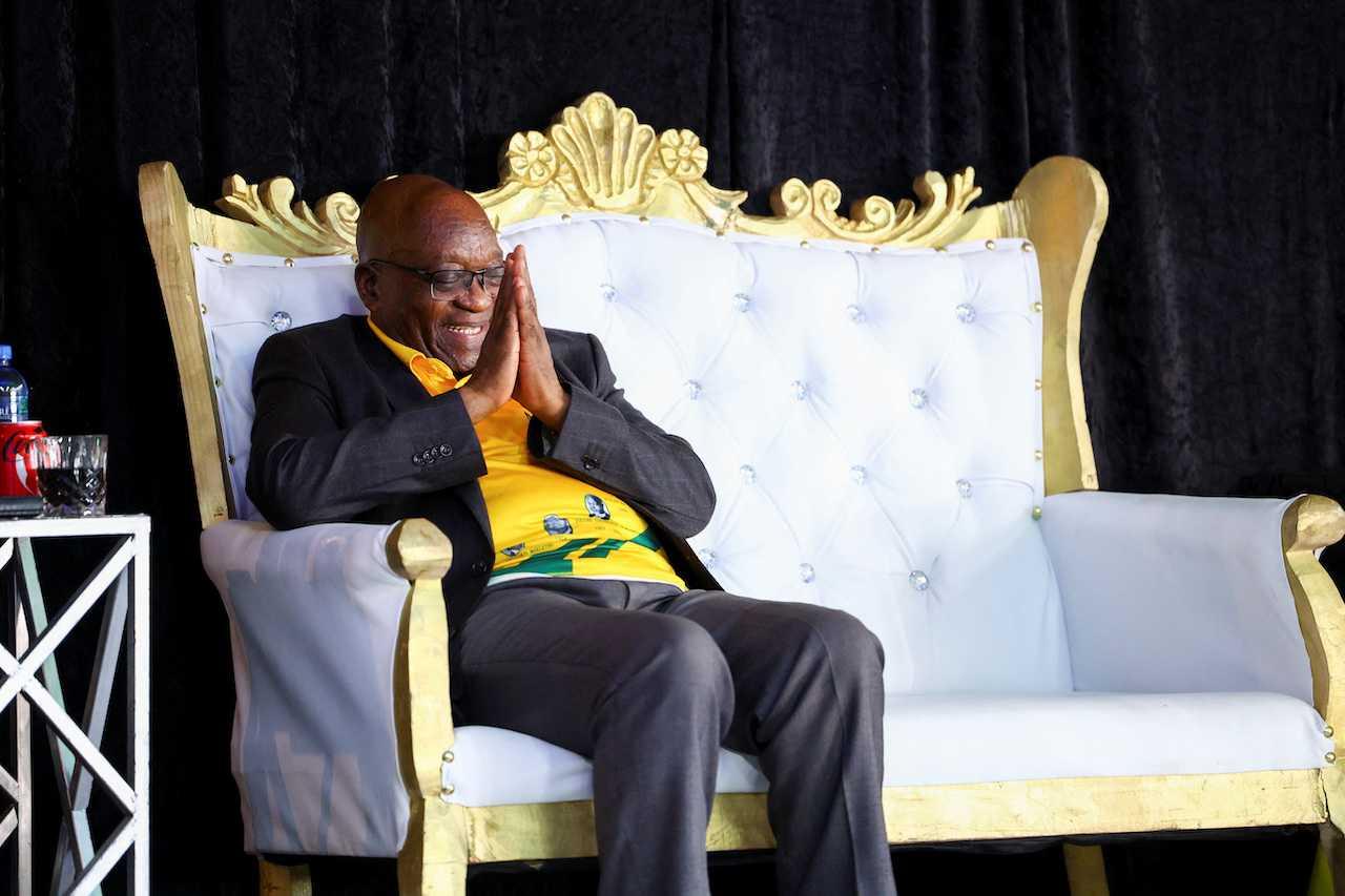 Former South African president Jacob Zuma gestures during his visit to the African National Congress Youth League political education meeting in Philippi in Cape Town, South Africa, Nov 19. Photo: Reuters