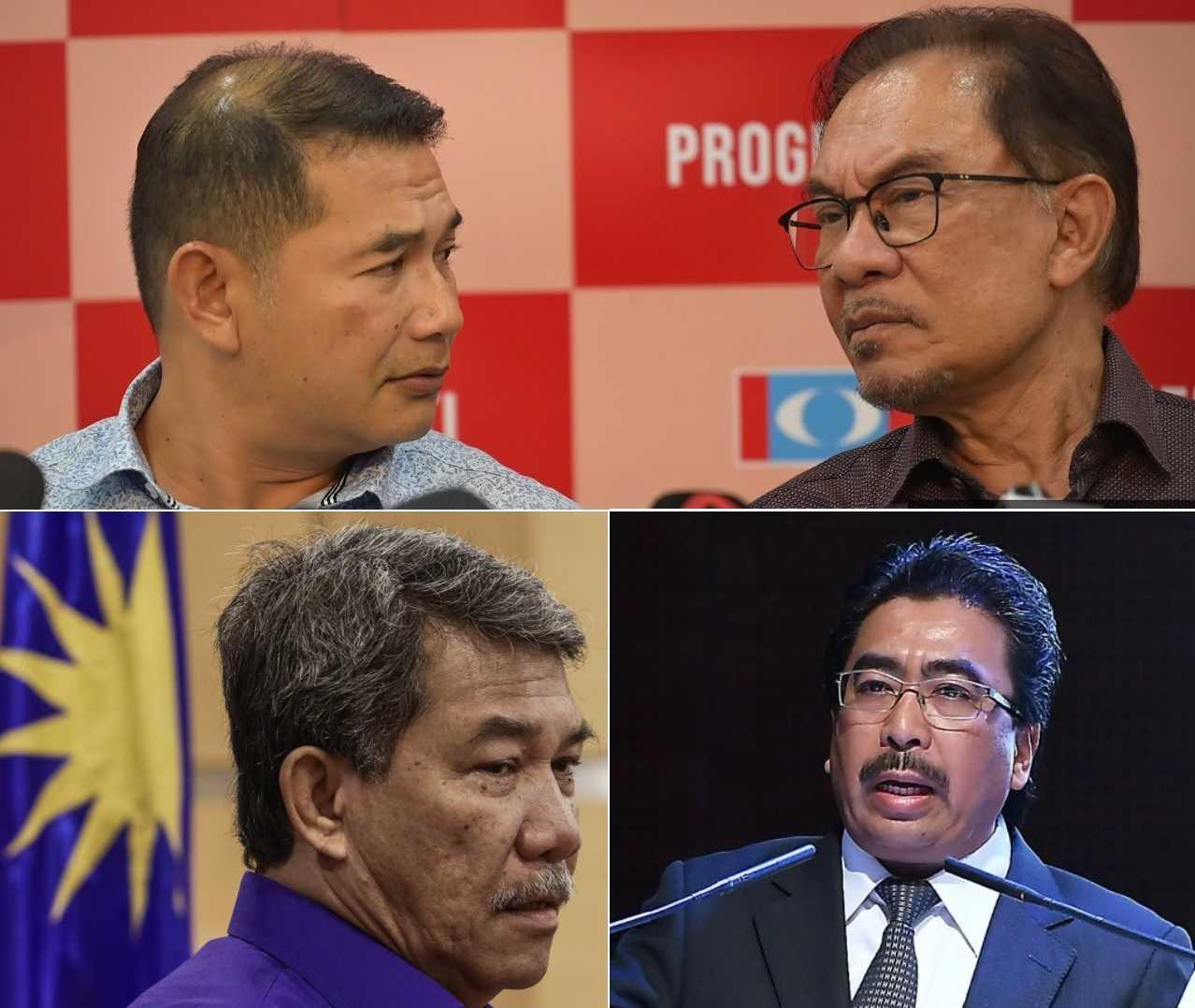 Timbalan Presiden PKR Rafizi Ramli (kiri atas), Perdana Menteri Anwar Ibrahim, Timbalan Presiden Umno Mohamad Hasan (kiri bawah) dan Ahli Parlimen Tititwangsa Johari Abdul Ghani.
