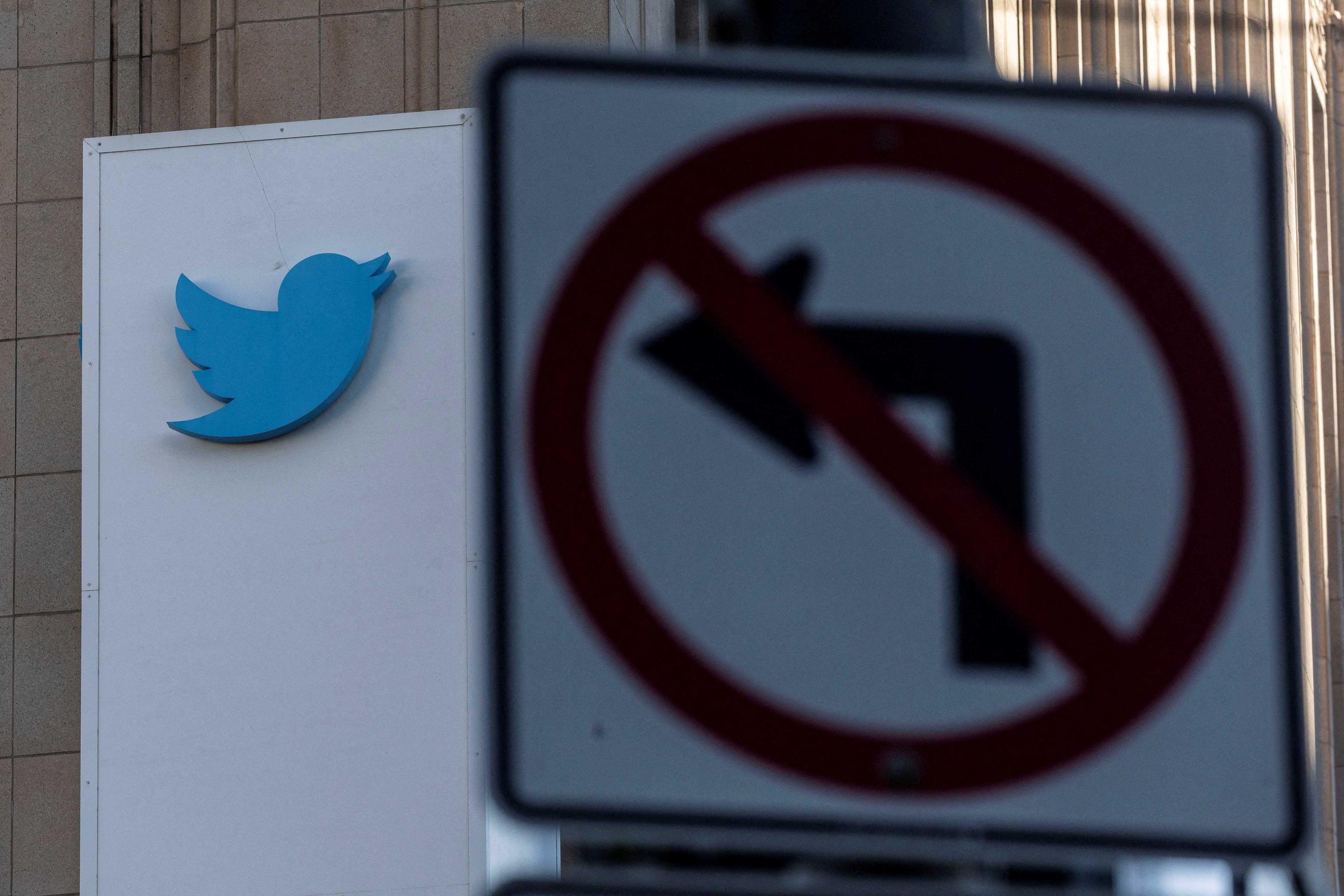 A view of the Twitter logo at its corporate headquarters in San Francisco, California, US Nov 18. Photo: Reuters
