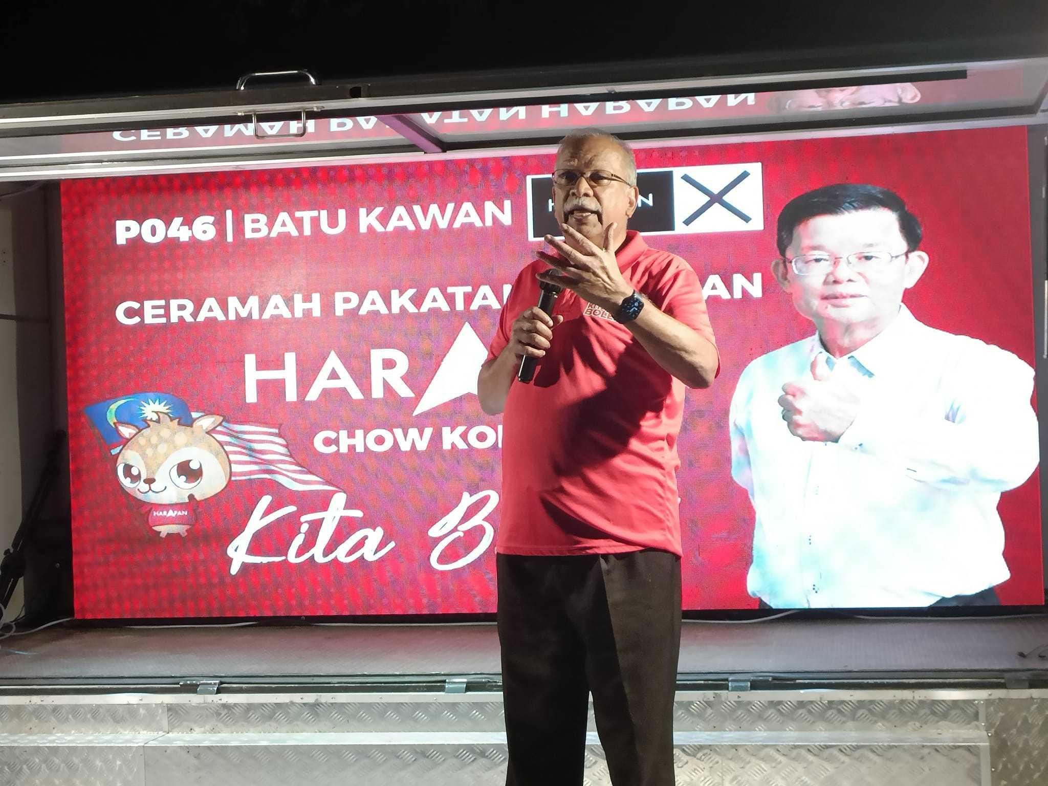DAP's P Ramasamy on the campaign trail for the 15th general election. Photo: Facebook