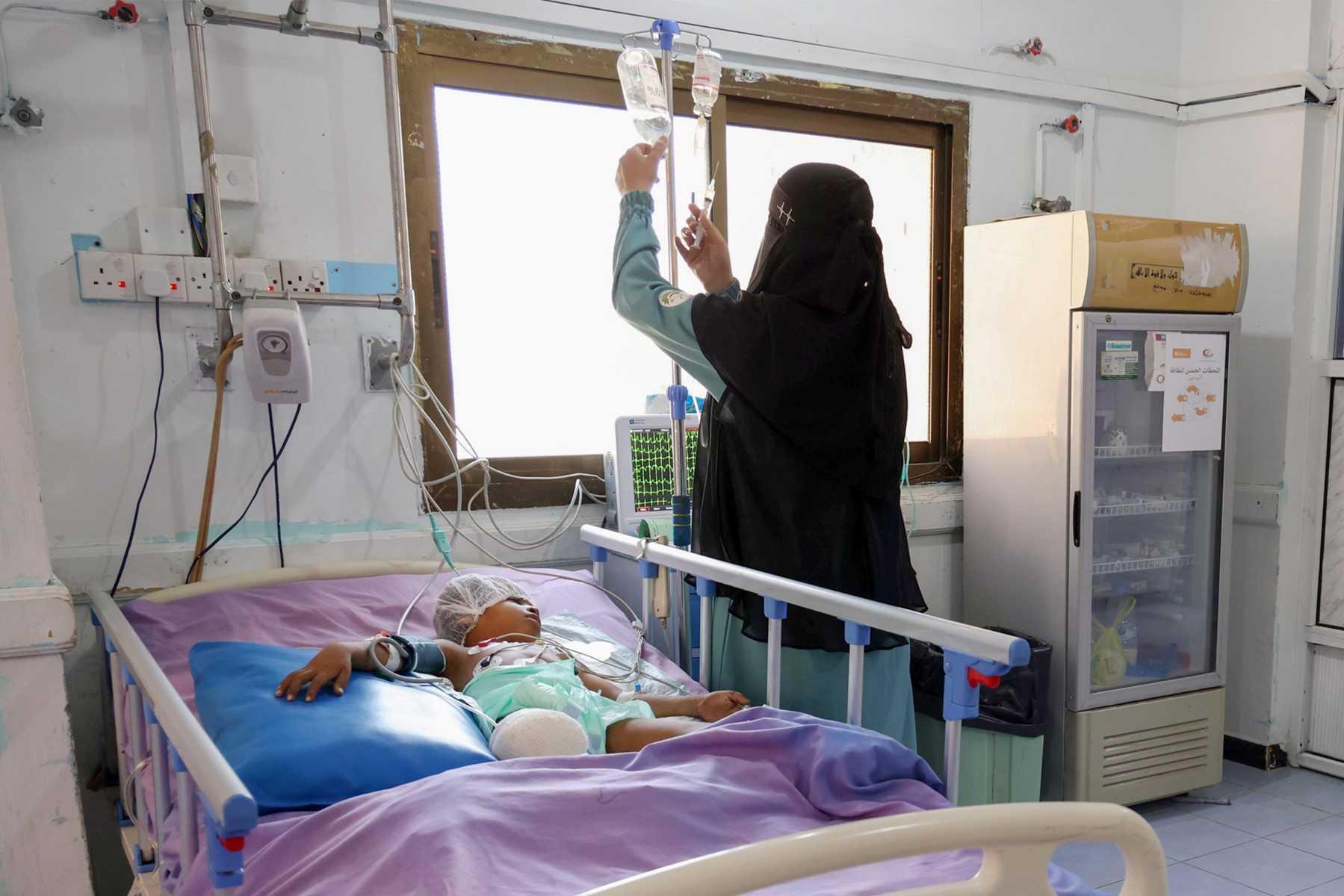 A wounded child receives medical treatment at a hospital in Yemen's third city of Taez, after reported shelling on residential areas by Huthi rebels, on Oct 31. Photo: AFP