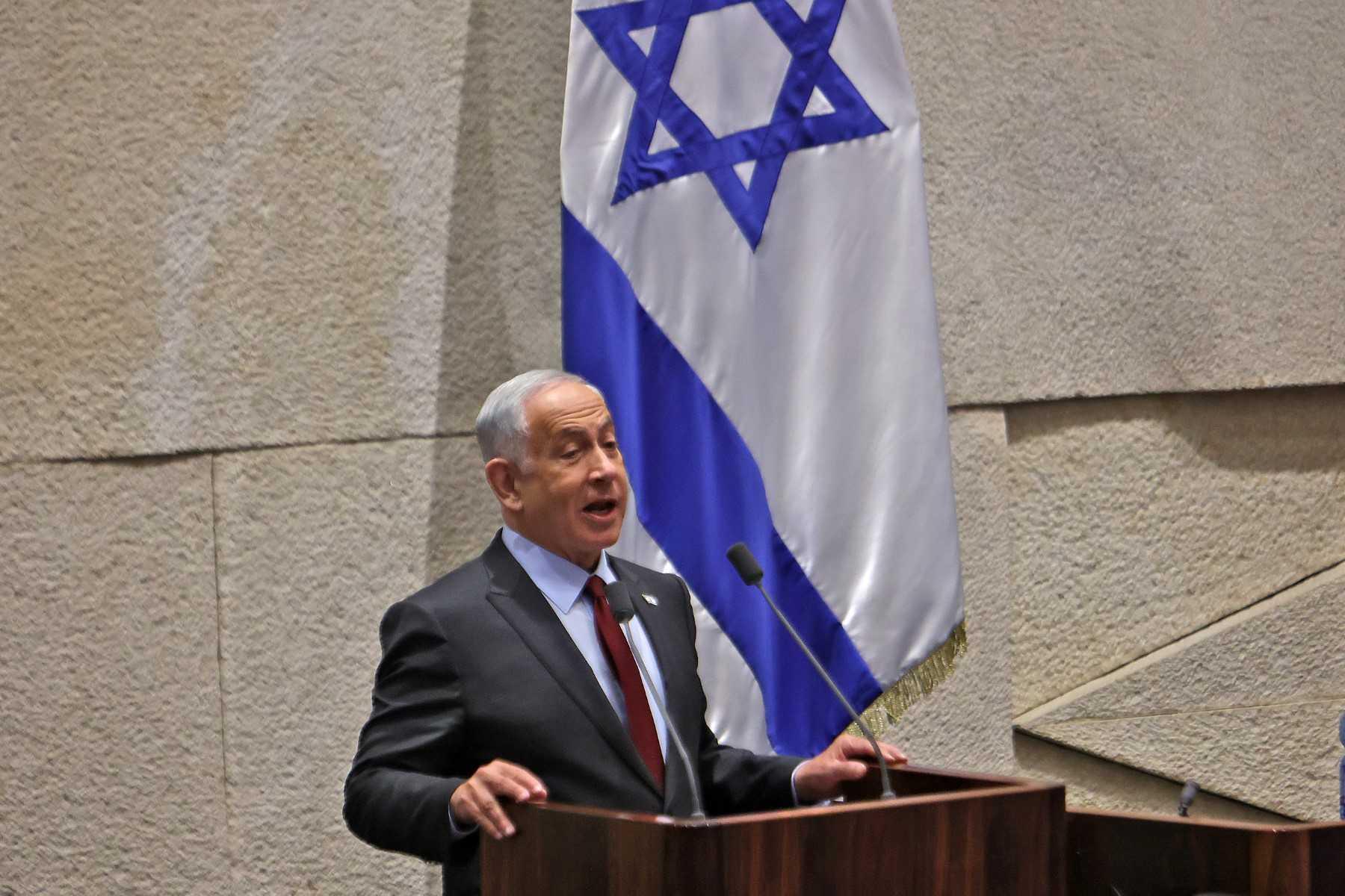 Bakal perdana menteri Israel Benjamin Netanyahu bercakap di Parlimen Israel Knesset pada 13 Disember. Gambar: AFP