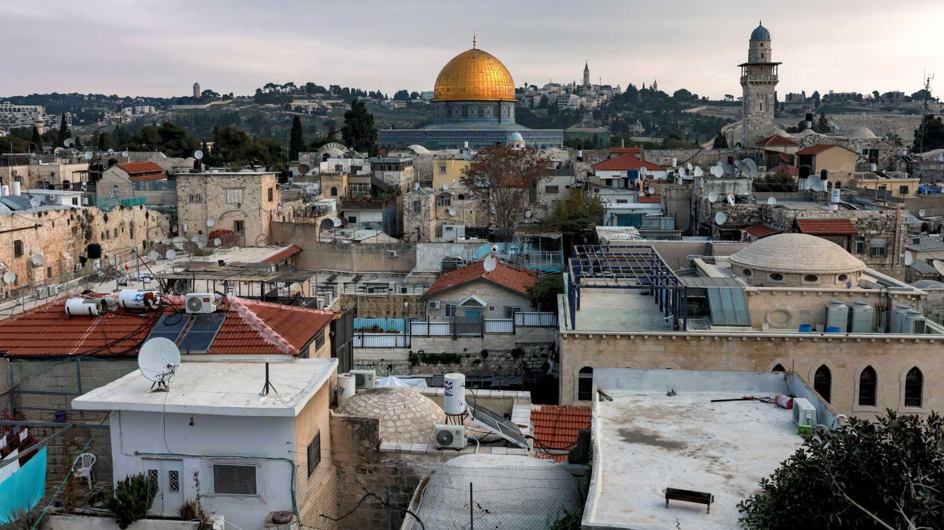 This picture taken on Jan 3, shows a view of the skyline in the old city of Jerusalem with the Dome of the Rock shrine in the Aqsa mosque compound (also known as the Temple Mount complex to Jews) in the centre. Photo: AFP