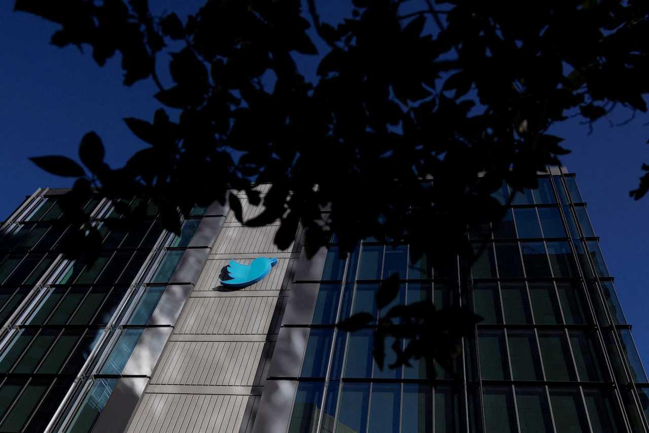 A view of the Twitter logo at its corporate headquarters in San Francisco, California, Nov 18, 2022. Photo: Reuters