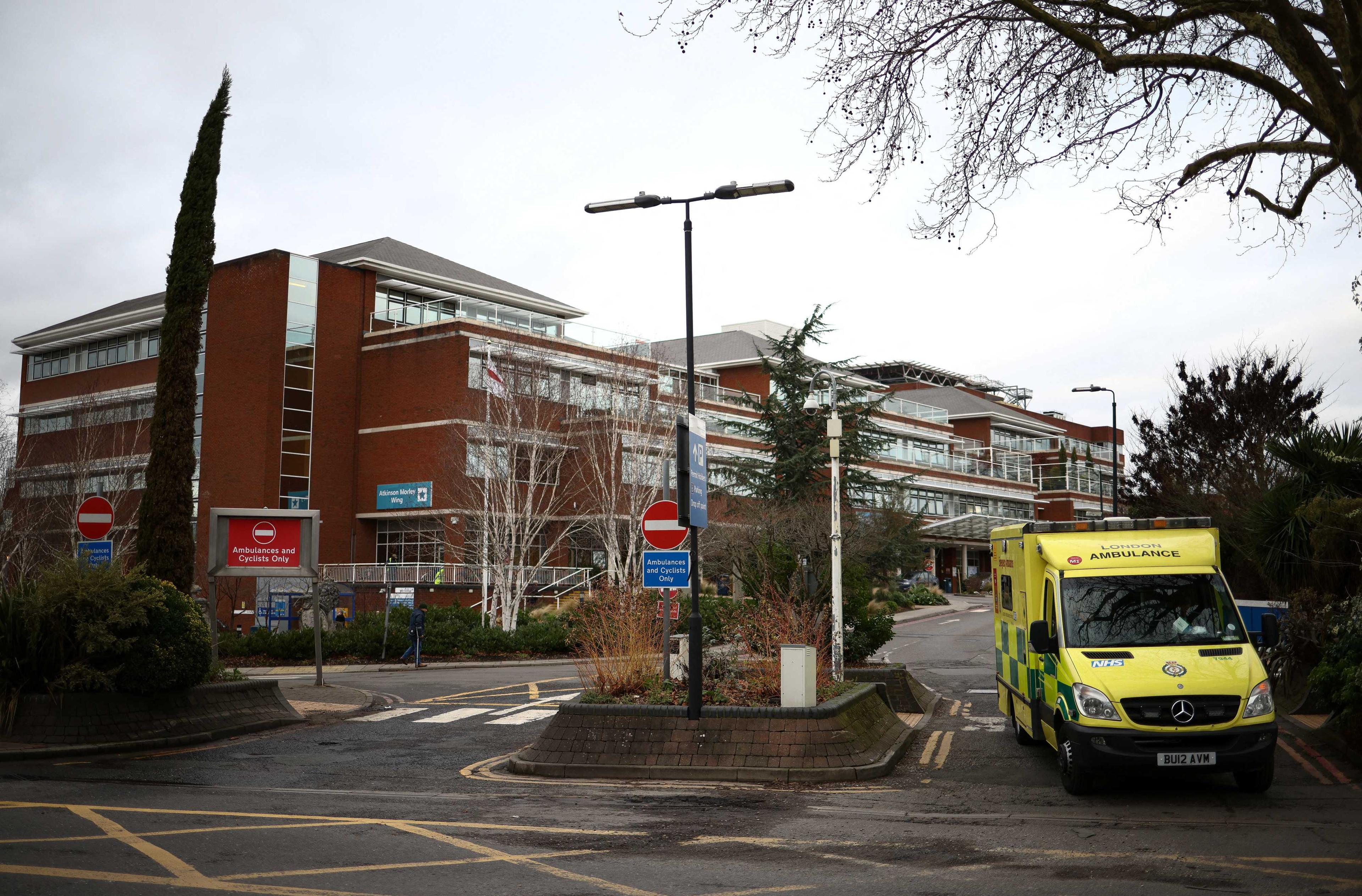 An ambulance leaves St George’s University Hospital, which has declared a critical incident due to bed shortages, in London, Britain, Jan 5. Photo: Reuters