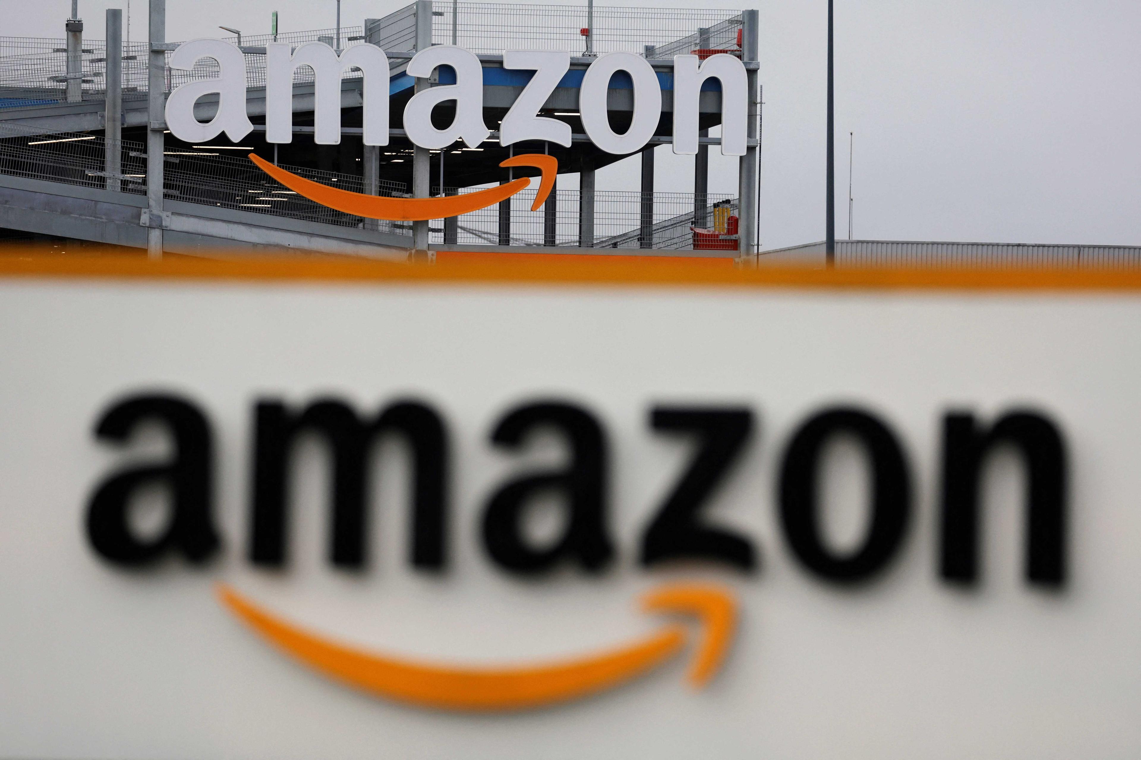 The logo of Amazon is seen at the company logistics center in Lauwin-Planque, northern France, Jan 5. Photo: Reuters