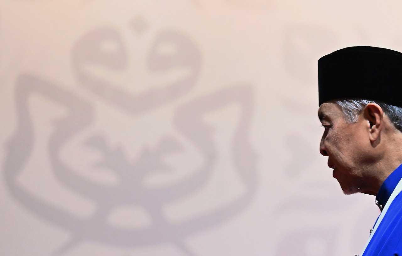 Umno president Ahmad Zahid Hamidi at the party's 2022 general assembly in Kuala Lumpur, Jan 14. Photo: Bernama