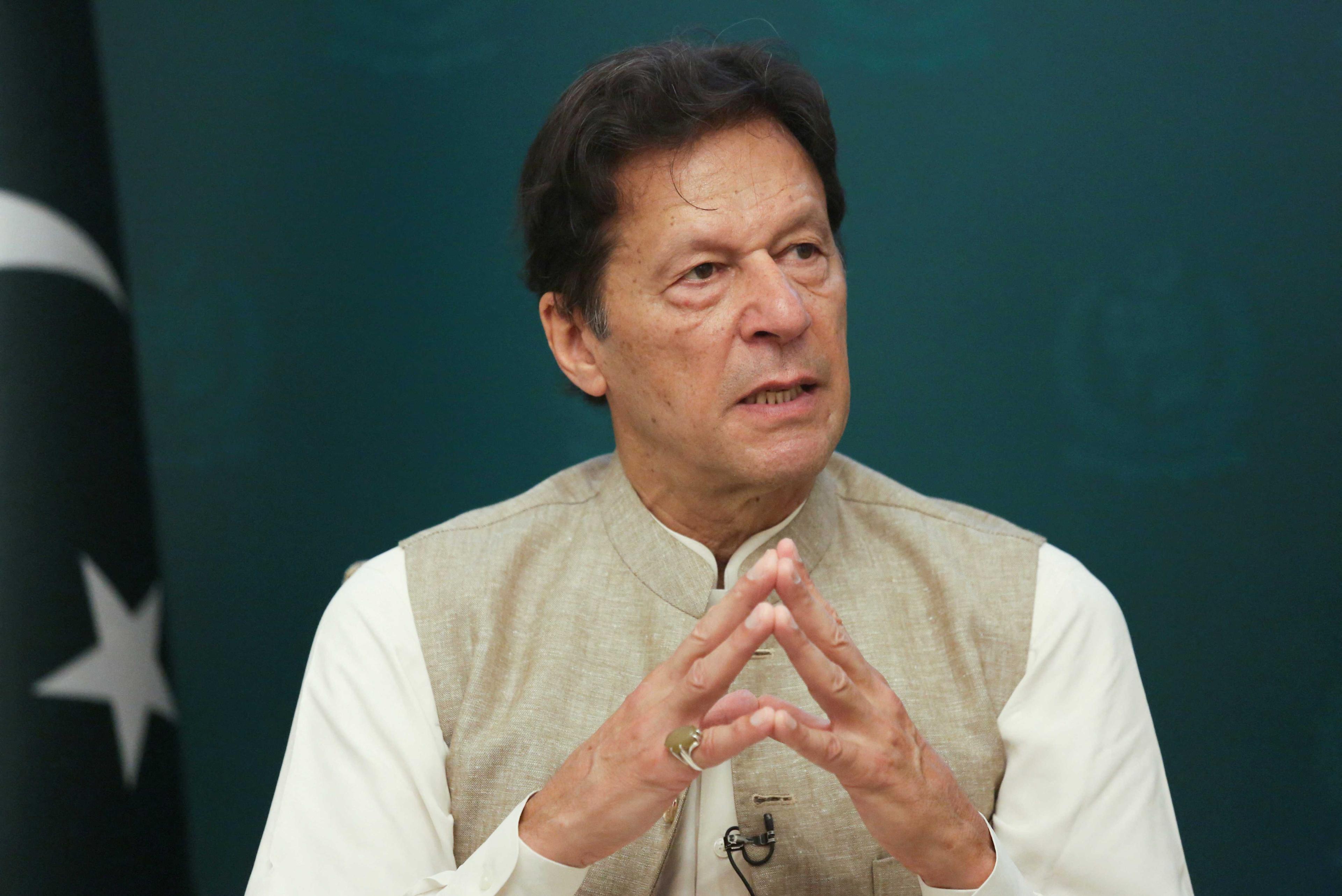 Pakistan's former prime minister Imran Khan speaks during an interview with in Islamabad, Pakistan June 4, 2021. Photo: Reuters