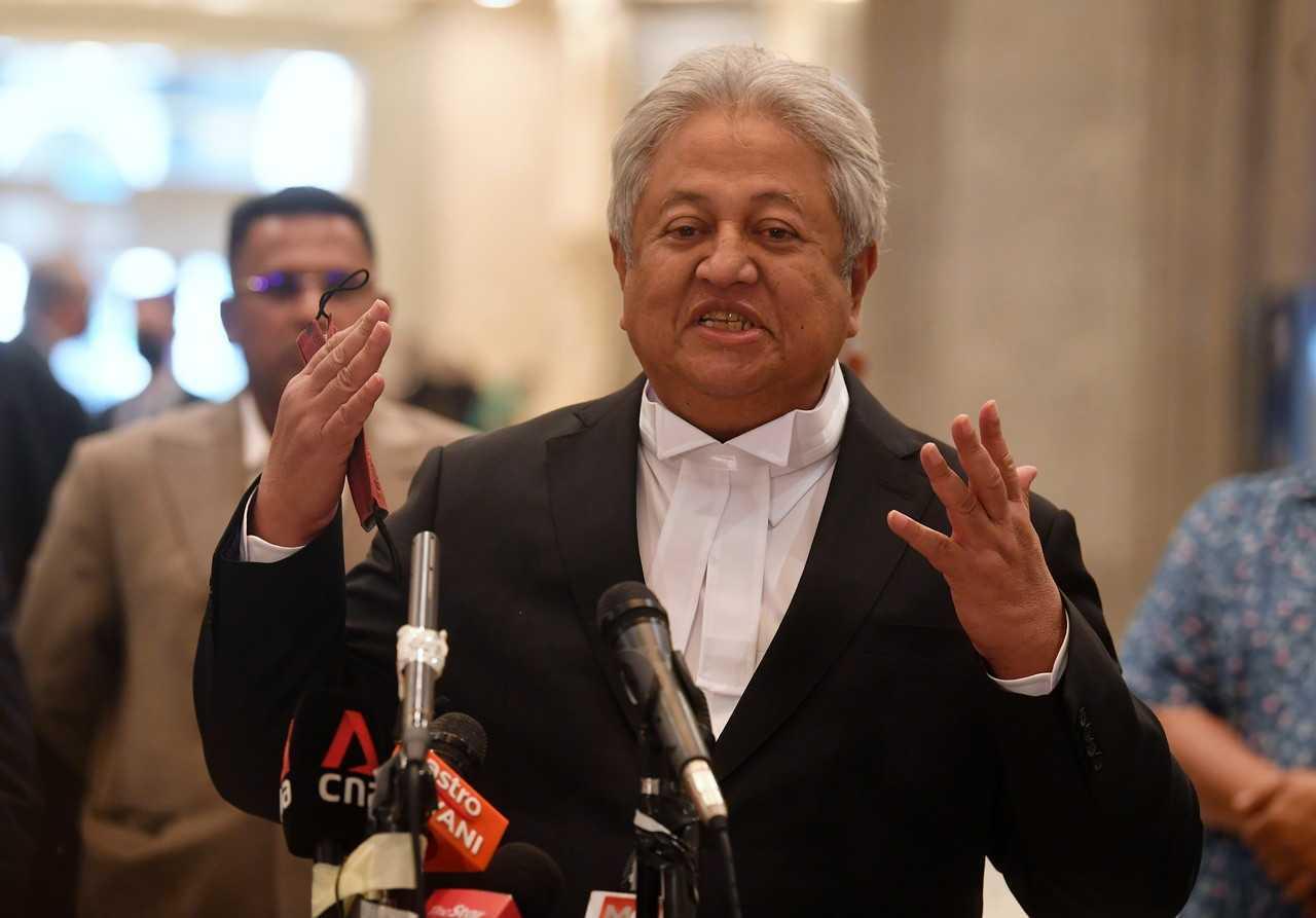 Lawyer Zaid Ibrahim speaks in a press conference at the Federal Court during his representation of former prime minister Najib Razak, Aug 16, 2022. Photo: Bernama
