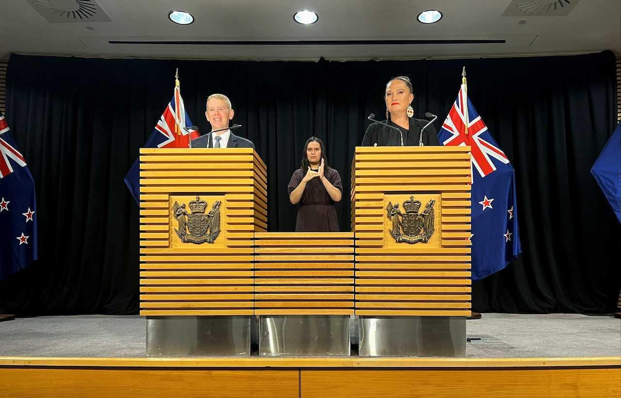 Chris Hipkins and Carmel Sepuloni attend a news conference after being confirmed as the new prime minister and deputy prime minister in Wellington New Zealand, Jan 22. Photo: Reuters