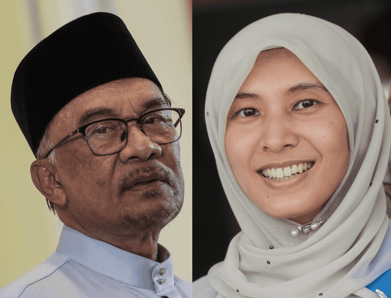 Anwar Ibrahim and his daughter, Nurul Izzah Anwar. 
