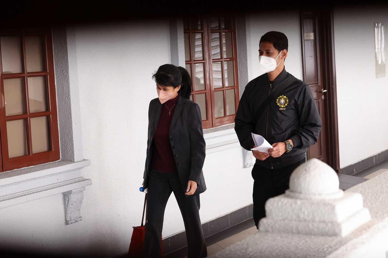 Former AmBank relationship manager Joanna Yu Ging Ping arrives at the Kuala Lumpur court complex on Feb 2. Photo: Bernama