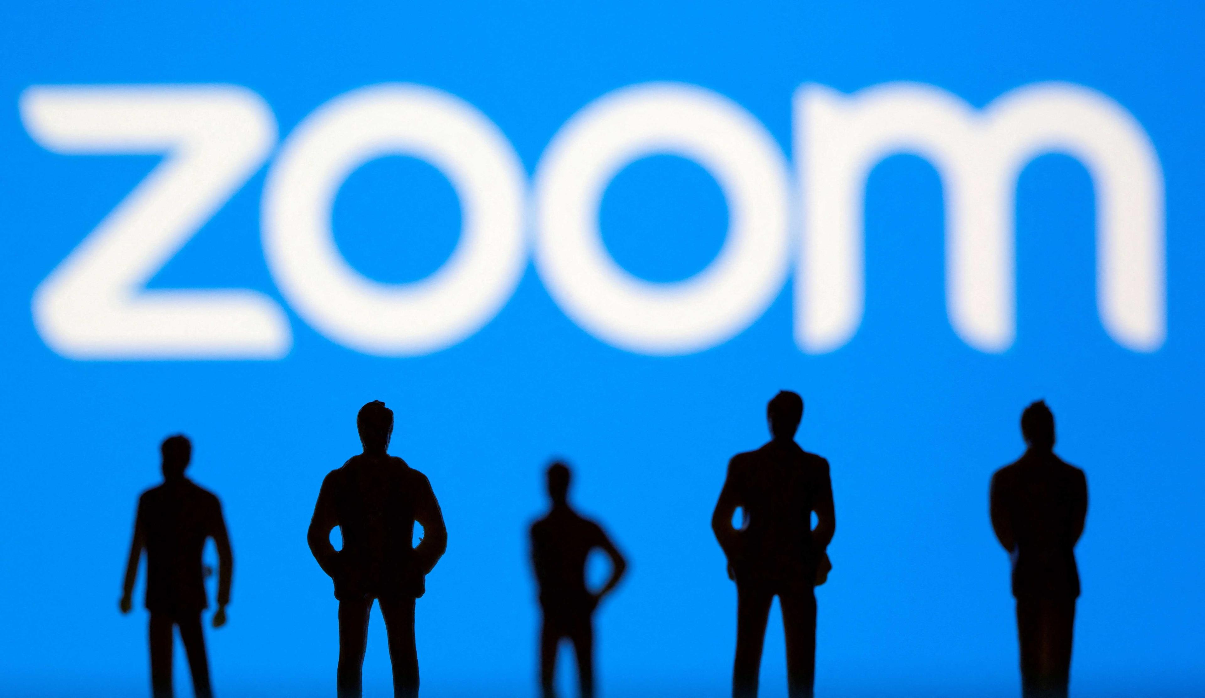 Logo platform tele sidang Zoom. Gambar: Reuters