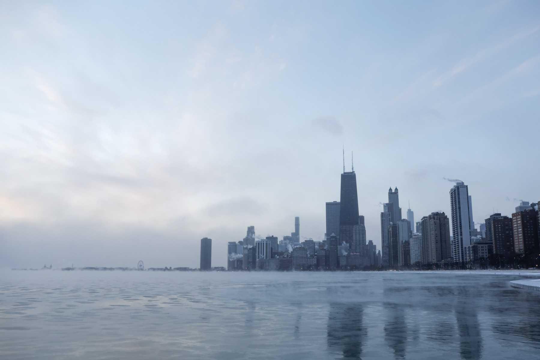 In this file photo taken on Dec 23, 2022, mist rises from Lake Michigan at sunrise in Chicago. Photo: AFP