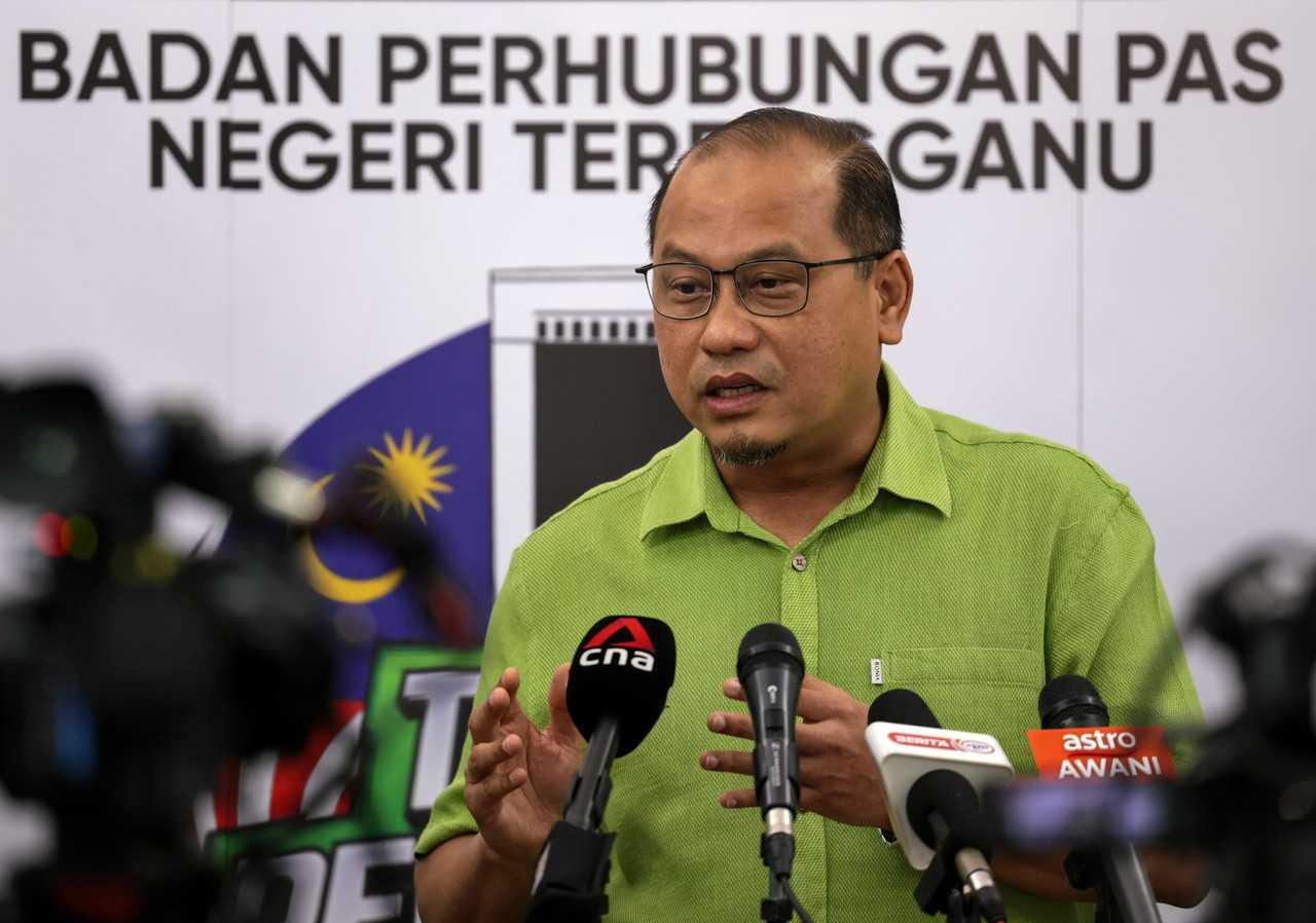 Ahli Parlimen Kuala Terengganu Ahmad Amzad Hashim pada sidang media berkaitan Pilihan Raya Umum Ke-15 (PRU15) di Pusat Media Perikatan Nasional (PN) Terengganu di Kuala Terengganu, 31 Oktober 2022. Gambar: Bernama